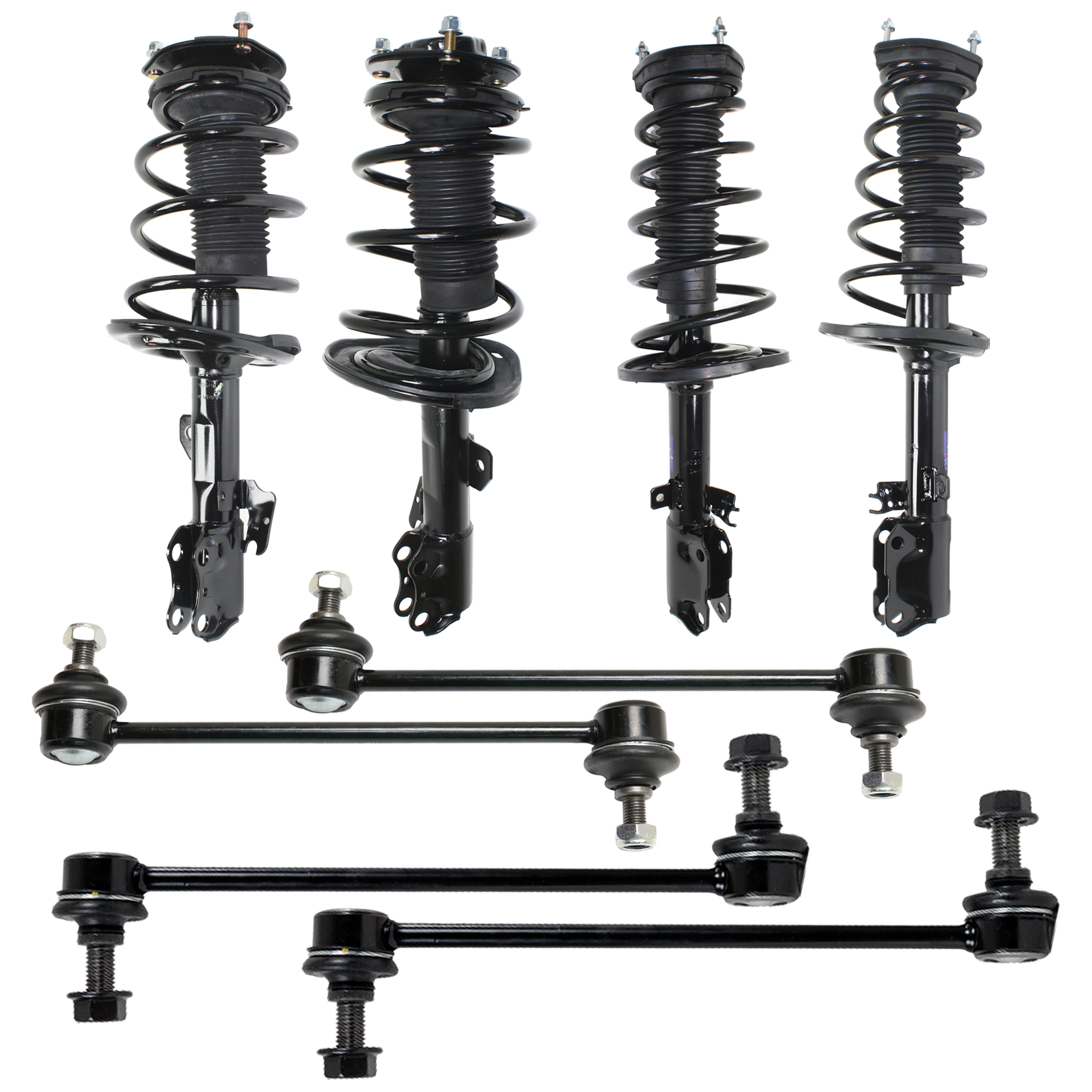 AM SOLARA 04-08 CAMRY 04-06 FRONT AND REAR FULLY LOADED STRUT RH AND LH Gas Charged Twin tube 8 pc Kit with Sway Bar Link SKU KIT 052324 C96 OEM 4-851-080-147-485-100-000-000-000-000