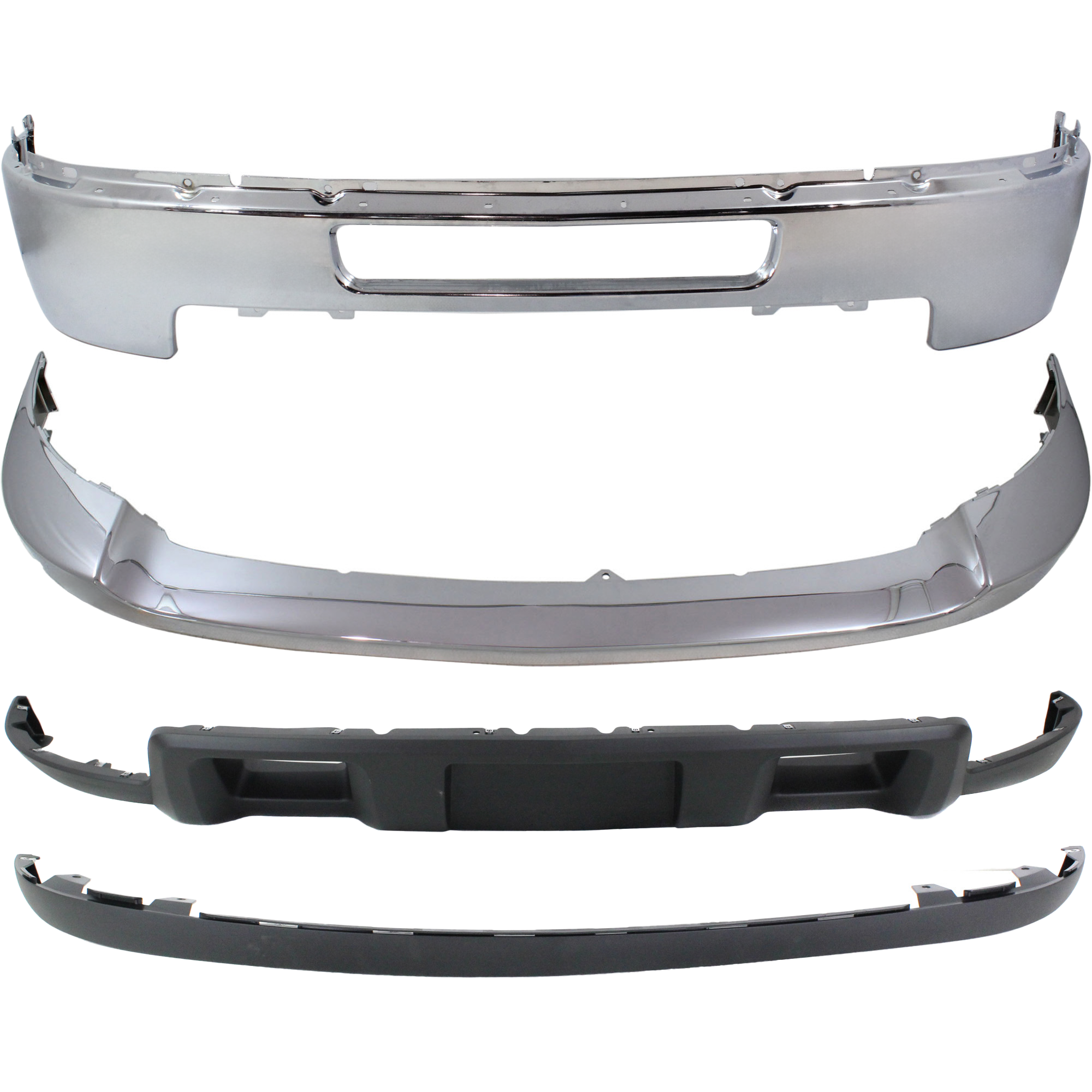 AM SILVERADO 2500 HD SILVERADO 3500 HD 11-14 FRONT BUMPER 4 pc Kit with Bumper Trim and Lower Air Deflectors SKU KIT 052417-04 Partslink GM1002838 GM1014106 GM1095195 GM1092213 OEM 25832522-25883355-20845670-193