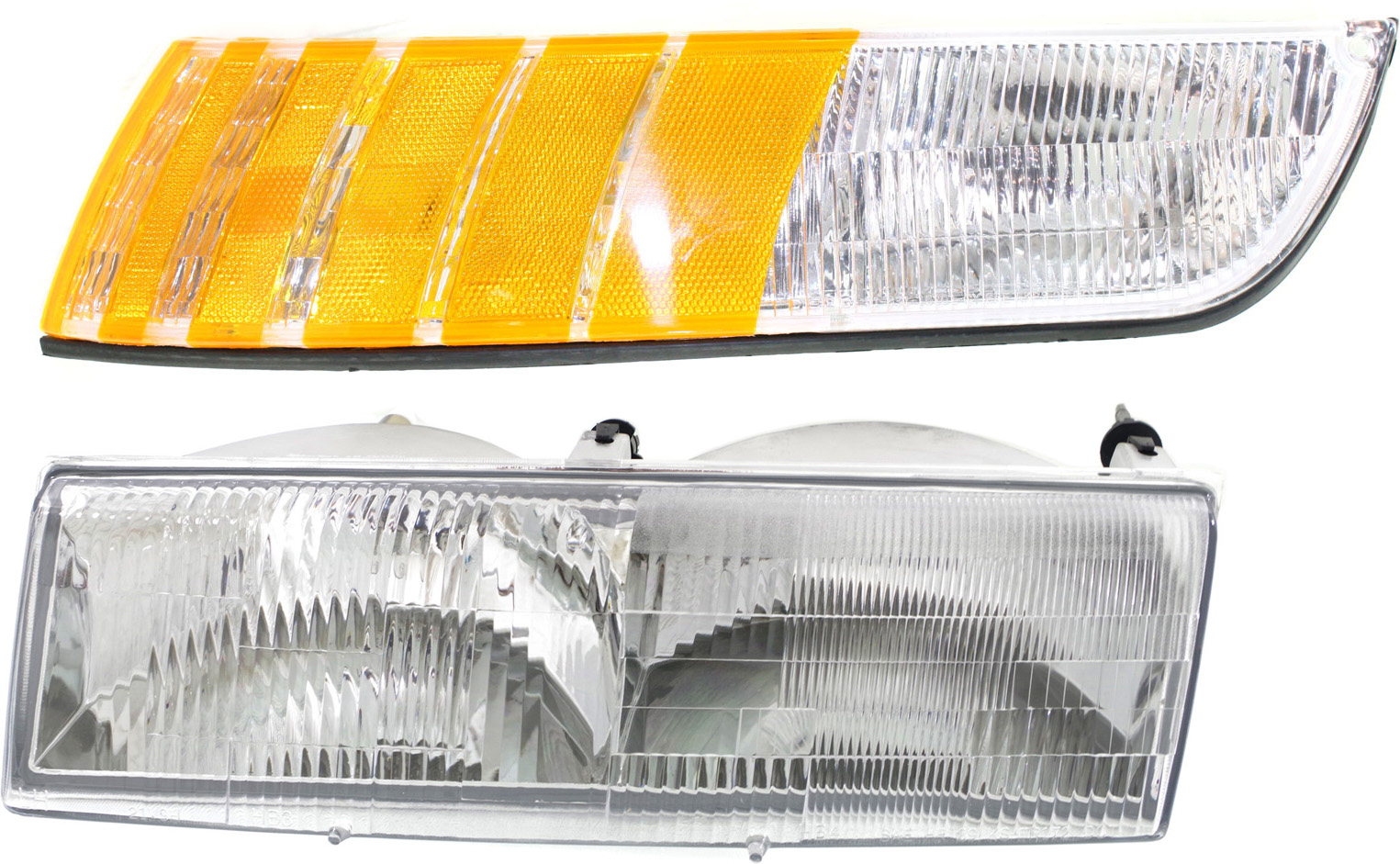 AM GRAND MARQUIS 92-94 HEAD LAMP LH Assembly Halogen 2 pc Kit with Corner Light SKU KIT 052417-05 Partslink FO2502126 FO2550114 OEM FOWY13008B F2MY15A201D