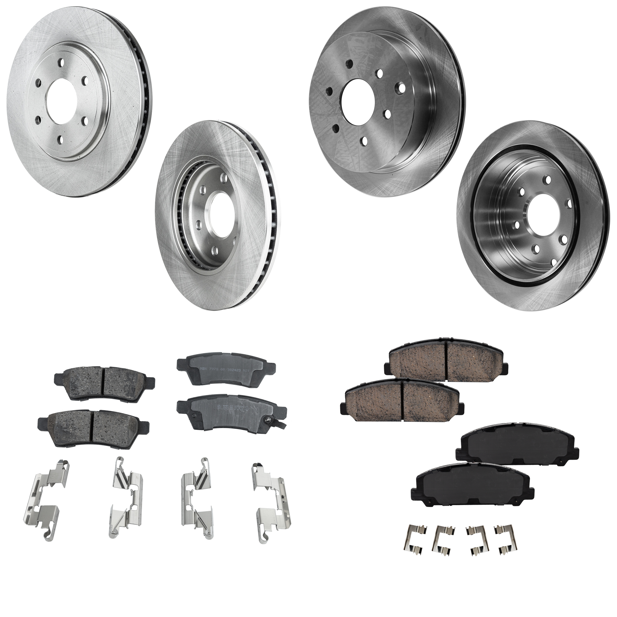 AM EQUATOR 11-12 FRONT AND REAR BRAKE DISC AND PAD KIT 4 Wheel Set SKU KIT 052423-06 OEM 43206EA010-40206EA01A 402069BD