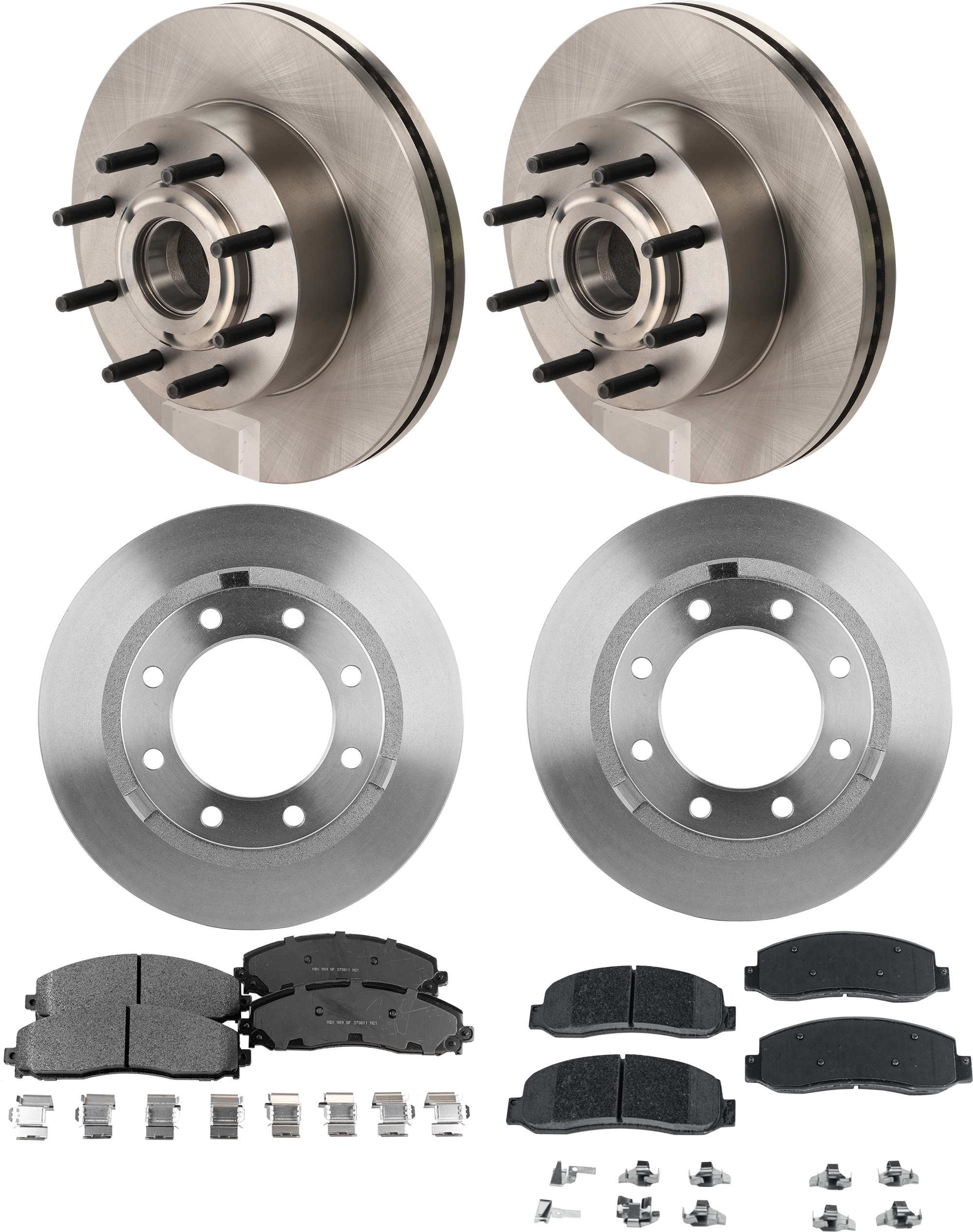 AM F 250 SUPER DUTY 13-13 FRONT AND REAR BRAKE DISC AND PAD KIT 4 Wheel Set Plain Surface SKU KIT 052423-107 OEM DC3Z2C026A 42301-850350-600542