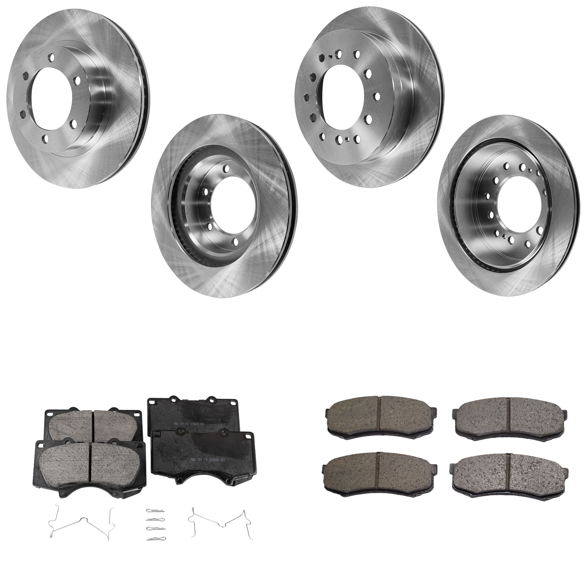 AM 4RUNNER 03-09 FRONT AND REAR BRAKE DISC AND PAD KIT 4 Wheel Set SKU KIT 052423-10 OEM 4243160295-4243160200-42431602