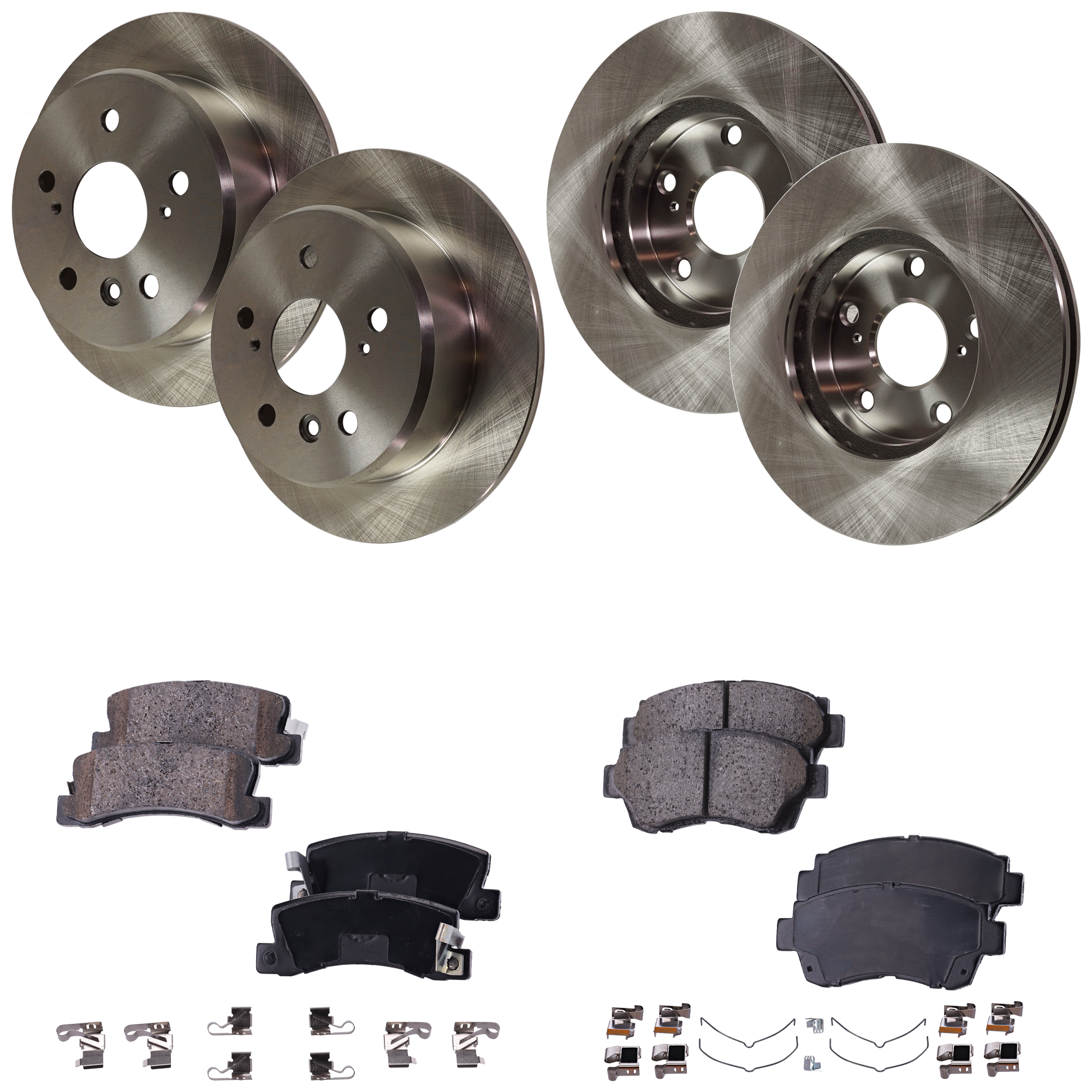 AM CAMRY 96-96 FRONT AND REAR BRAKE DISC AND PAD KIT 4 Wheel Set SKU KIT 052423-11 OEM 4351233070-4243133010-42431330