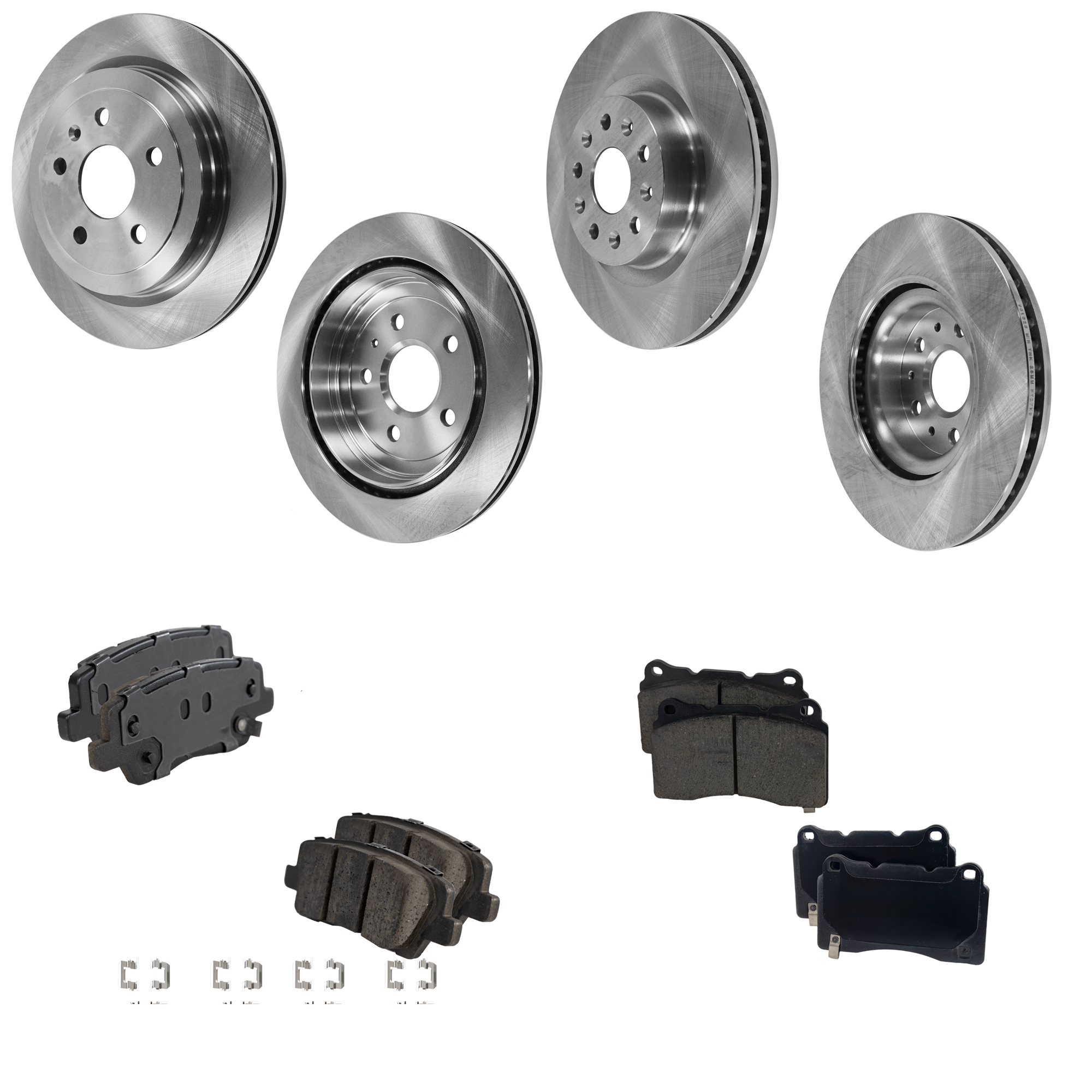 AM CTS 15-15 FRONT AND REAR BRAKE DISC AND PAD KIT 4 Wheel Set SKU KIT 052423-94 OEM 41237-55171-72038-493955-85013