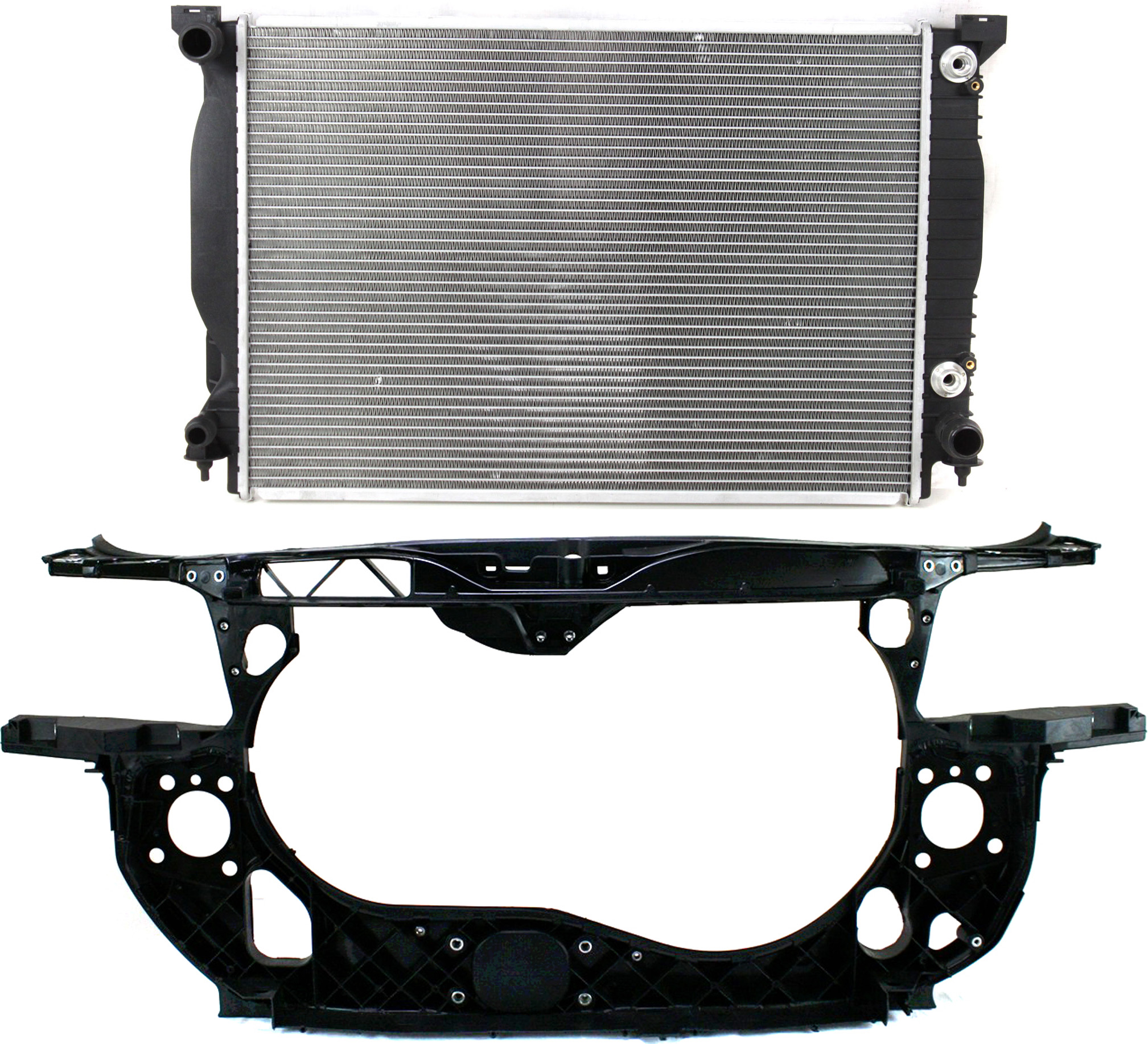 AM A4 A4 QUATTRO 02-05 RADIATOR 2 pc kit with Radiator Support SKU KIT 052617-05 Partslink AU3010130 AU1225115 OEM 8E0121251AR 8E0805594B