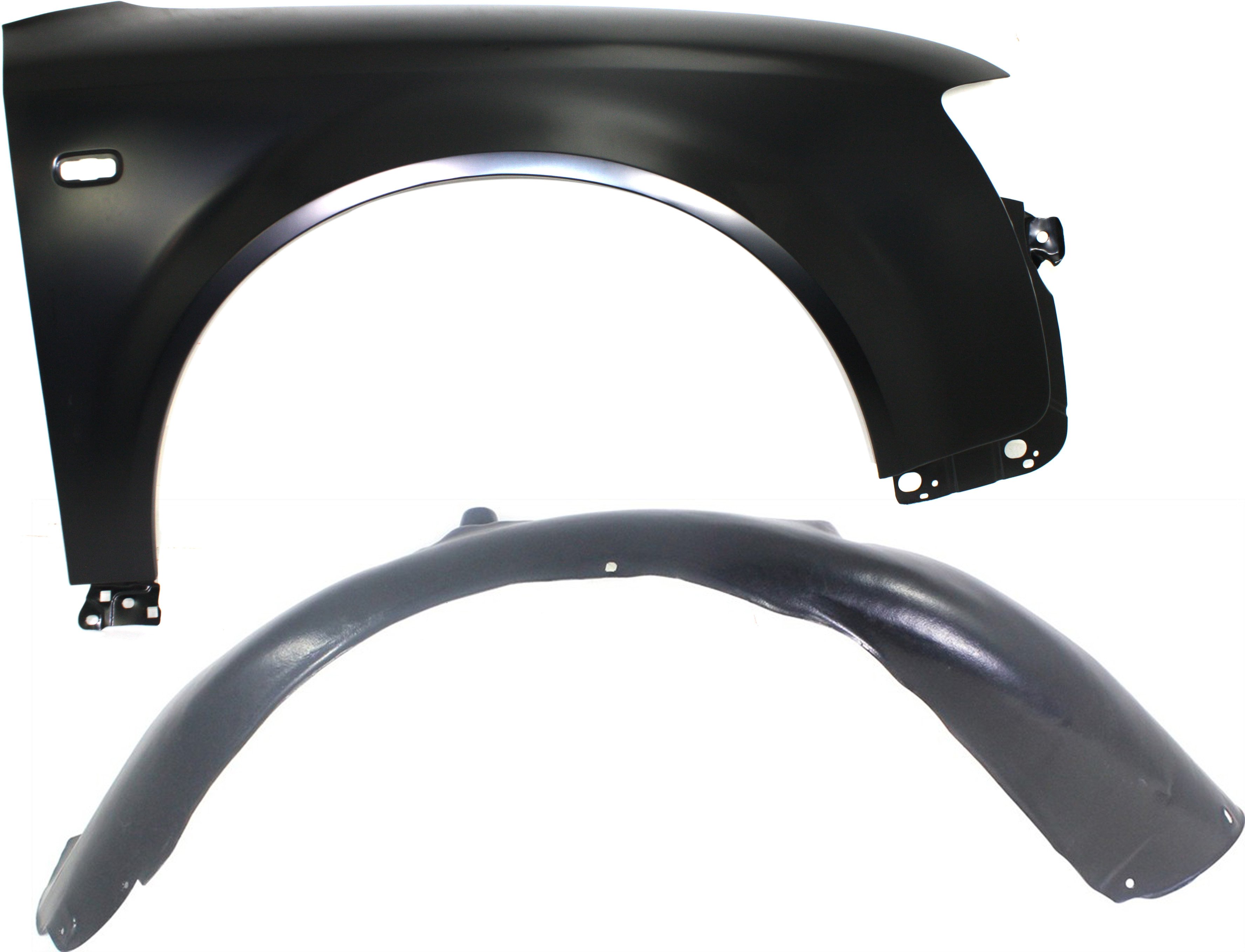 AM A4 A4 QUATTRO 02-05 FRONT FENDER RH 2 pc Kit Avant Base Models with Fender Liner SKU KIT 052617-08 Partslink AU1241115 AU1249105 OEM 8E0821106B 8E0821172B