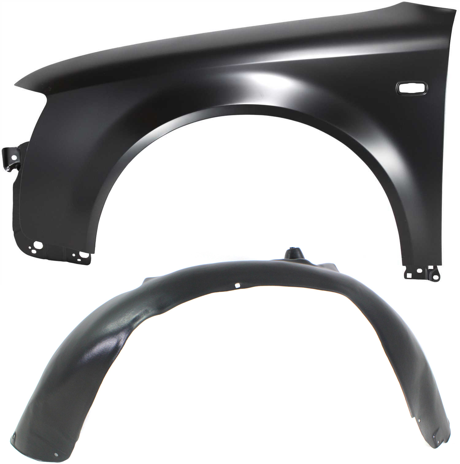 AM A4 A4 QUATTRO 02-05 FRONT FENDER LH 2 pc kit with Fender Liner SKU KIT 052617-09 Partslink AU1240115 AU1248105 OEM 8E0821105B 8E0821171B
