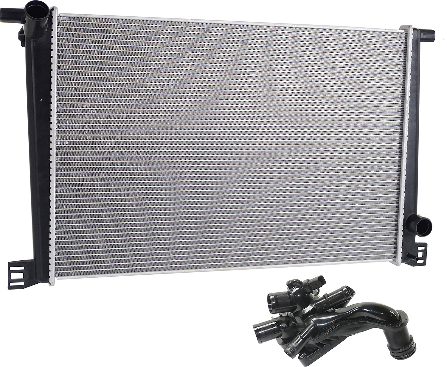 AM COOPER 07-13 RADIATOR 4 Cyl 1.6L Engine Non Turbo 2 pc kit w Thermostat Housing SKU KIT 052623-100 OEM 17118675266-11538699290