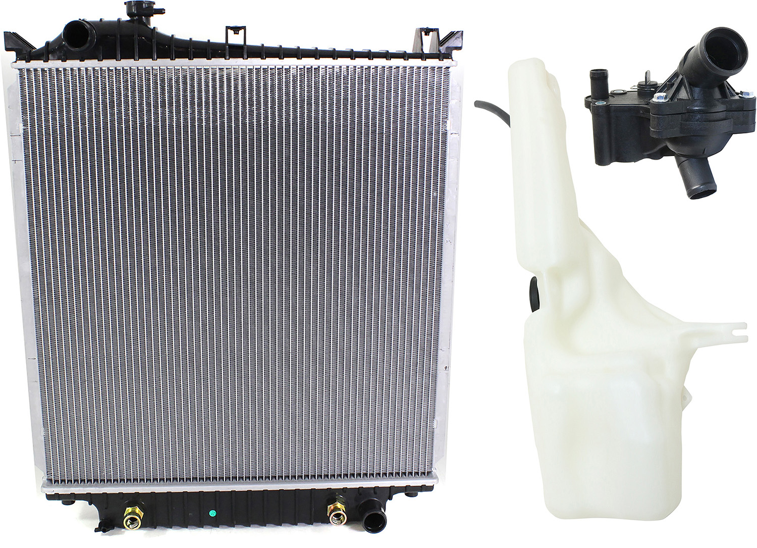 AM EXPLORER EXPLORER SPORT TRAC MOUNTAINEER 06-07 RADIATOR 3 pc kit 4.0L w Thermostat and Coolant Reservoir SKU KIT 052623-101 Partslink FO3010273 FO3014153 OEM 6L2Z8005AD 8L2Z8A080B 7295-731