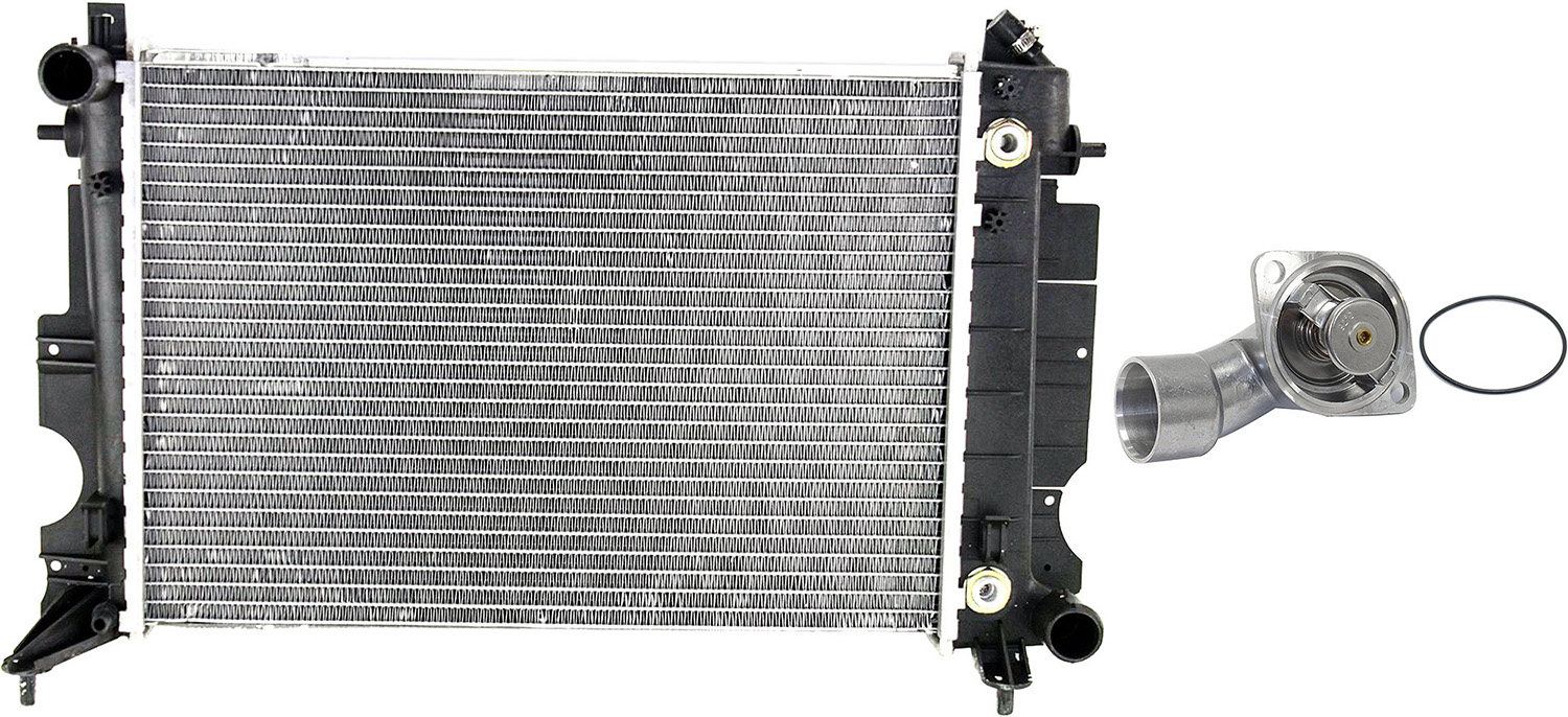 AM SAAB 900-94-97 RADIATOR 2 pc kit w Thermostat SKU KIT 052623-106 OEM 4729596-14309-32769-33911-3499