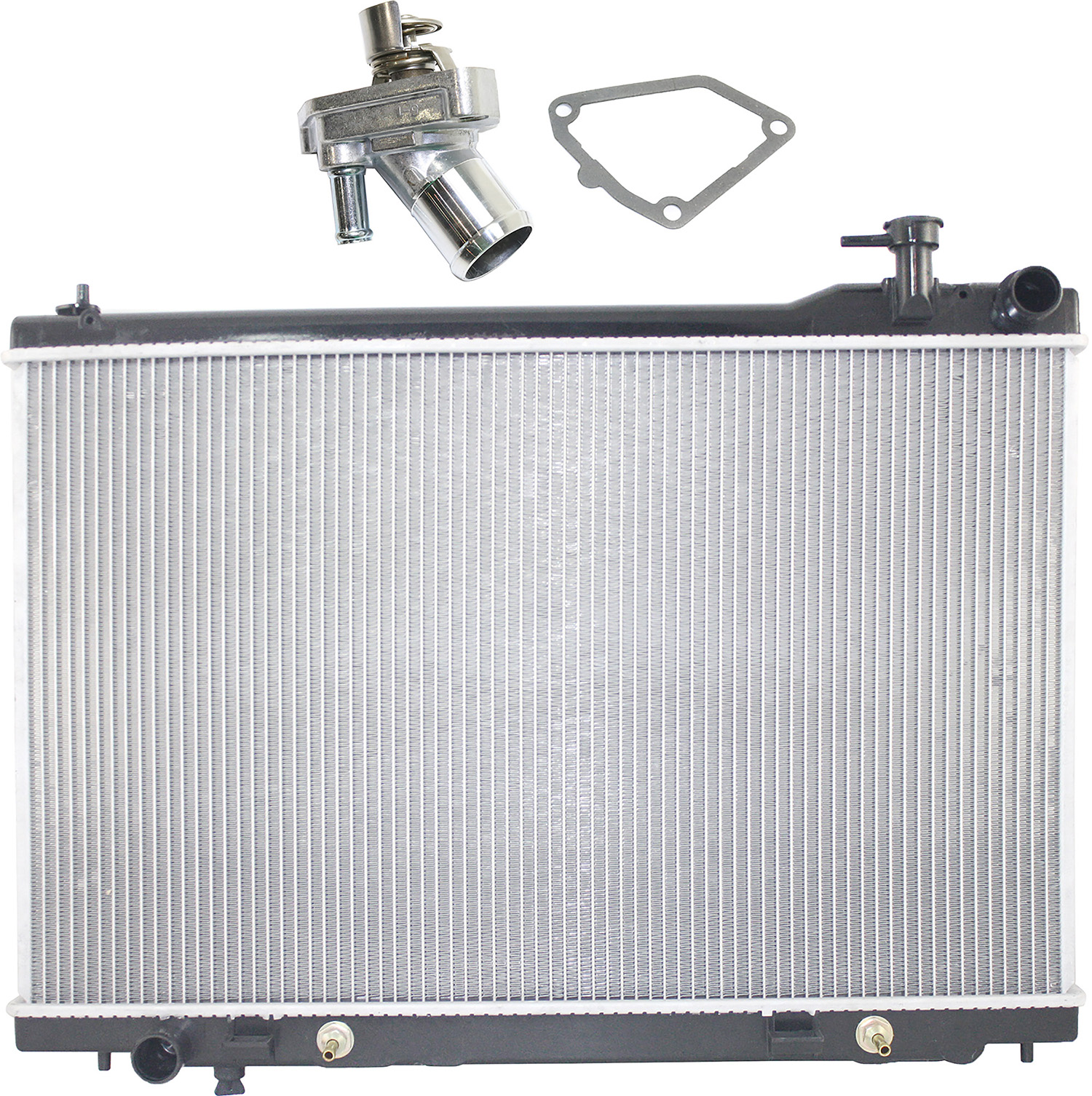 AM FX35-03-08 RADIATOR 2 pc kit w Thermostat SKU KIT 052623-110 OEM 21460CM80B 14668-32178-34041-3