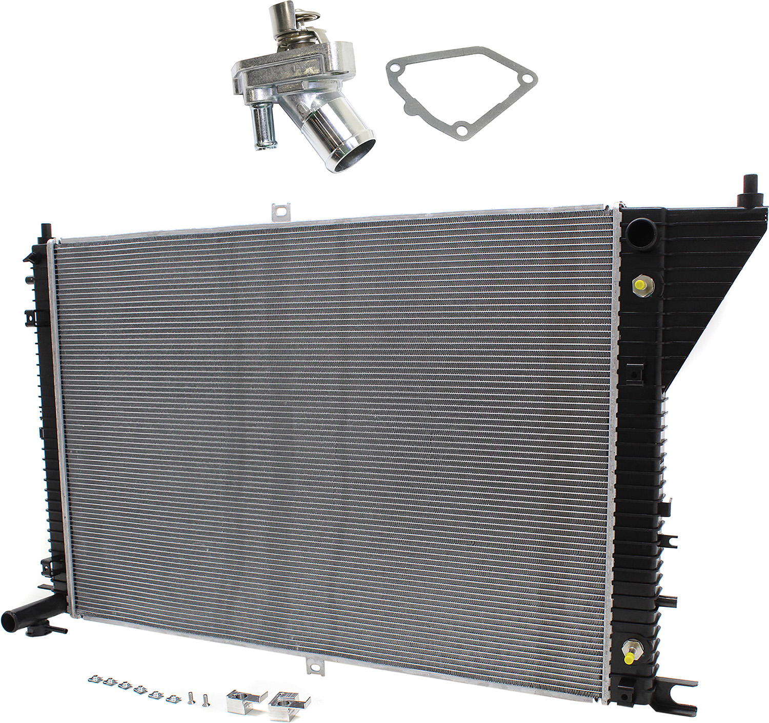 AM NV SERIES FULL SIZE VAN 12-21 RADIATOR 2 pc kit 4.0L w Thermostat SKU KIT 052623-117 OEM 214601PA1A 214109JJ0A 14668-32