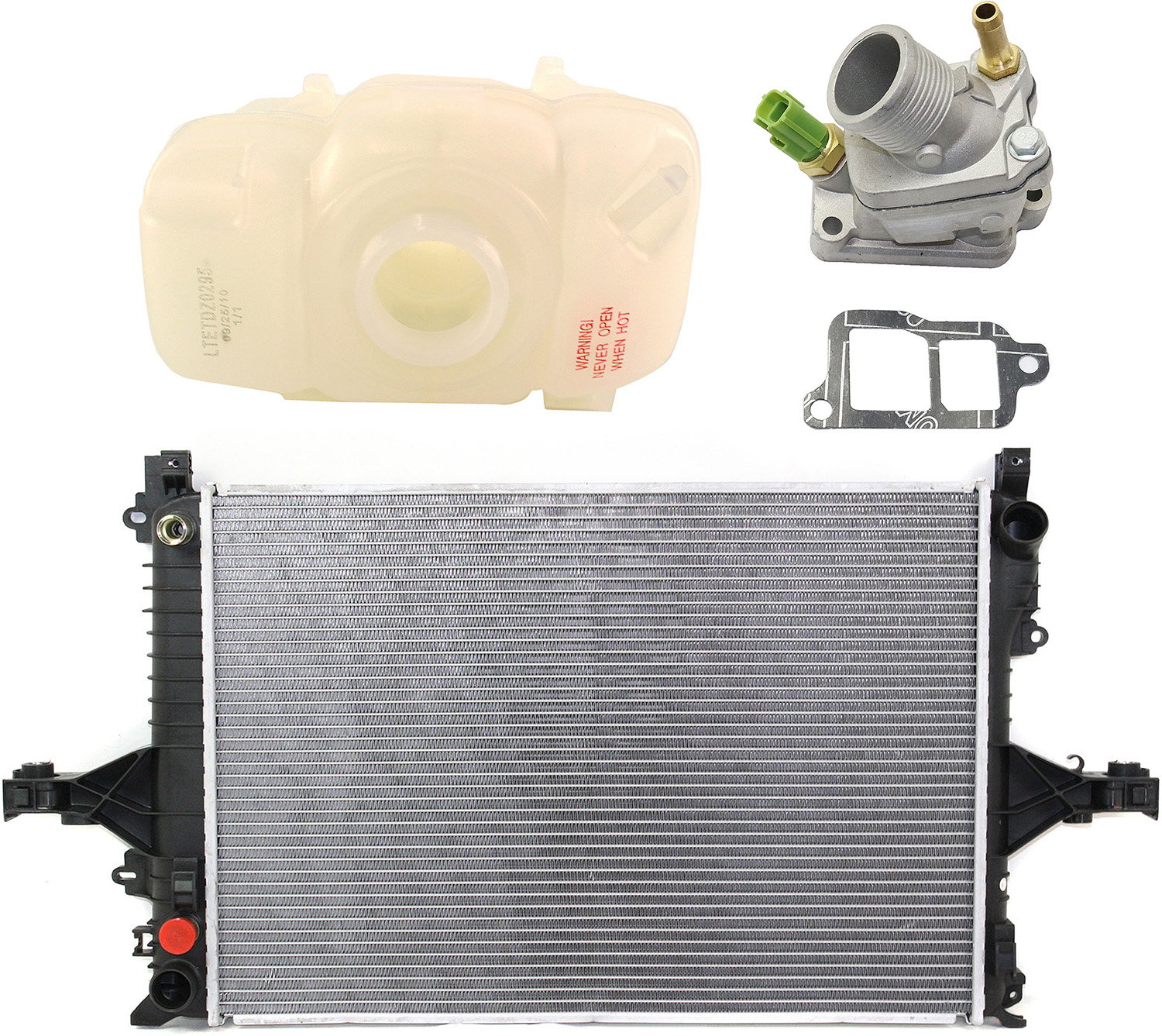 AM V70-01-07 XC70-03-07 RADIATOR 3 pc kit 2.5L w Thermostat and Coolant Reservoir SKU KIT 052623-122 OEM 313190563-86834553-307239293-3