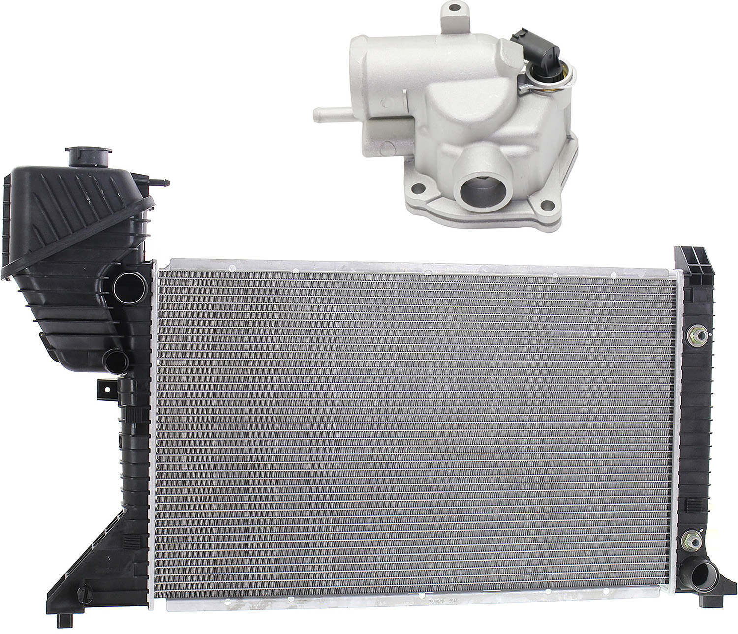 AM SPRINTER 03-06 RADIATOR 2 pc kit 2.7L w Thermostat SKU KIT 052623-124 OEM 5104117AA 6112000215-5080146AB