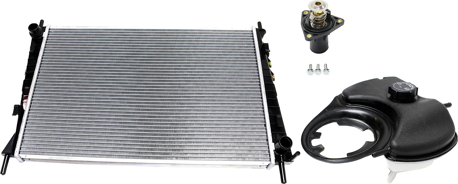 AM X TYPE 02-08 RADIATOR w Coolant Reservoir Thermostat Housing SKU KIT 052623-125 OEM C2S42756 C2S46861 C2S11278