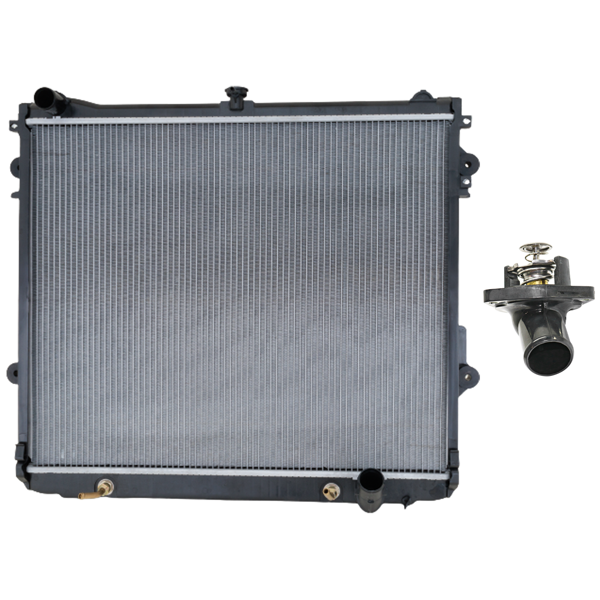 AM LAND CRUISER LX570-08-18 RADIATOR 2 pc kit 5.7L Eng. w Thermostat SKU KIT 052623-132 OEM 1640050382-1640050380-160310S0