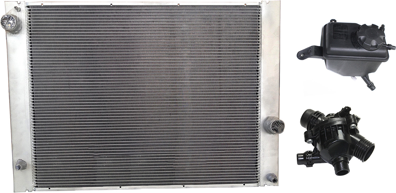 AM 525-528-530I 06-10 RADIATOR 3 pc kit 6 Cyl 3.0L E60 Body Non Turbo Auto Trans w Thermostat and Coolant Reservoir SKU KIT 052623-38 Partslink BM3010153 BM3014107 OEM 17117534914-17137542986-115375