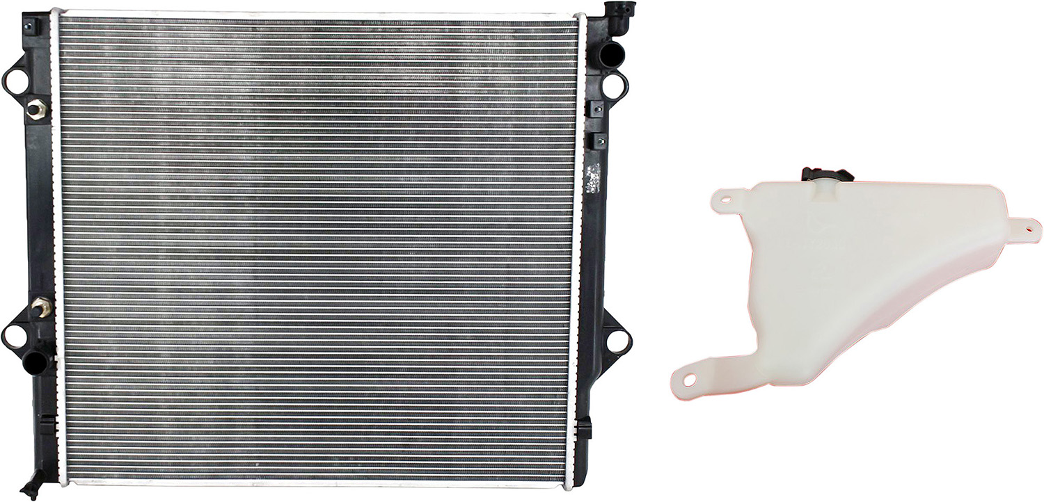 AM 4RUNNER 03-09 RADIATOR 2 pc kit 6 Cyl 4.0L w Coolant Reservoir SKU KIT 052623-51 Partslink TO3010274 LX3014105 OEM 1640031352-1647050140