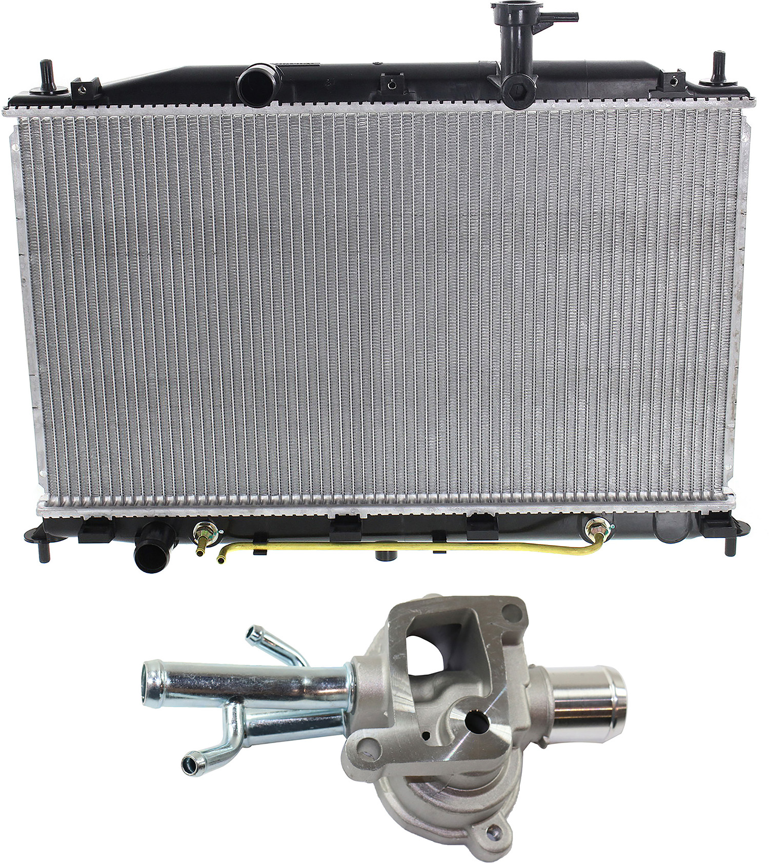 AM ACCENT 06-09 RADIATOR 2 pc kit 4 Cyl 1.6L Auto Trans Sedan w Water Outlet SKU KIT 052623-57 Partslink HY3010159 OEM 253101E151-2562026870