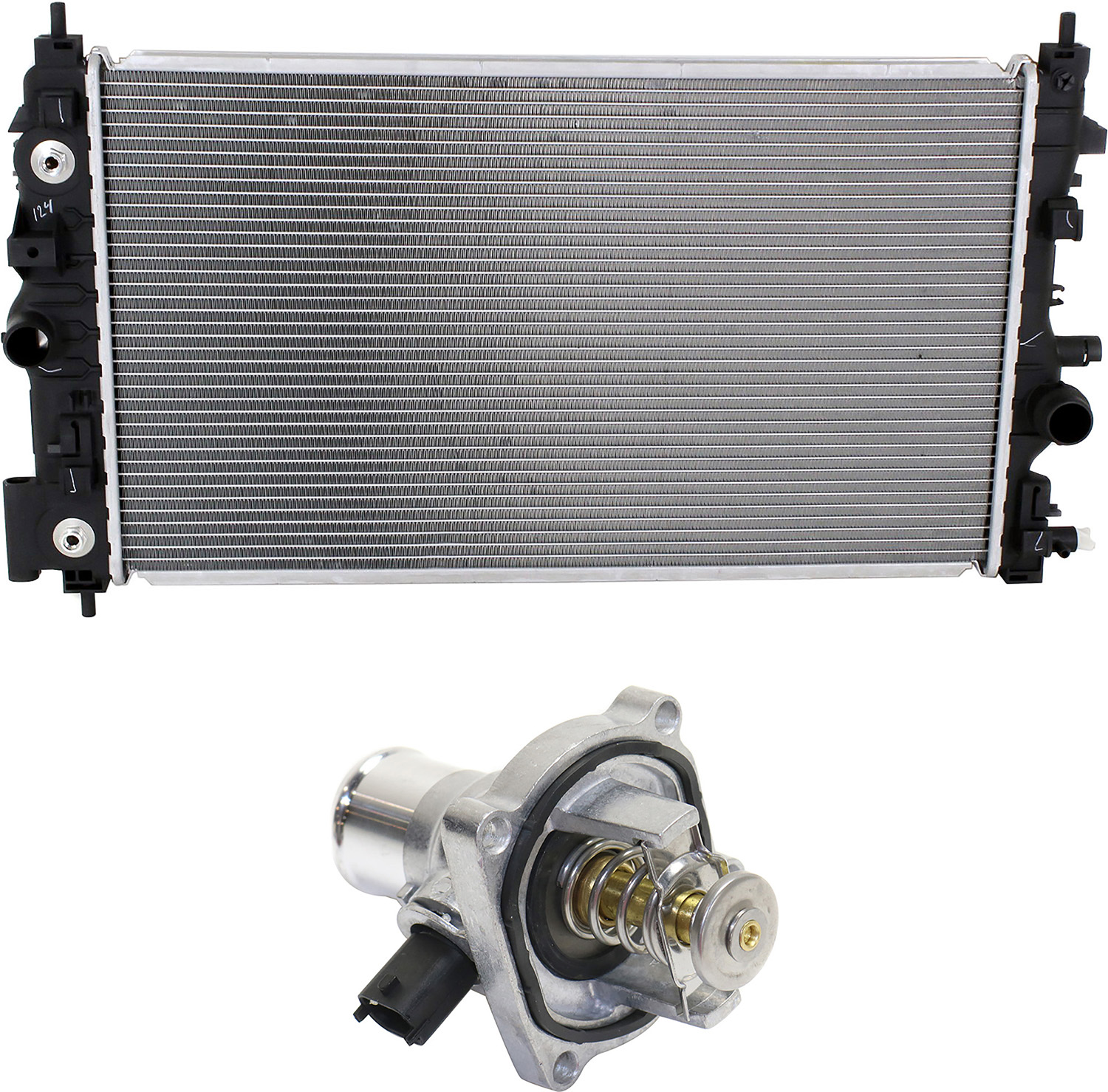 AM CRUZE 11-14 RADIATOR 2 pc kit 4 Cyl 1.8L Auto Trans w Thermostat SKU KIT 052623-69
