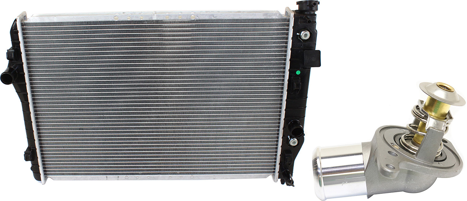 AM CAMARO FIREBIRD 98-02 RADIATOR 2 pc kit with Thermostat SKU KIT 052623-84 OEM 52471357-12571261