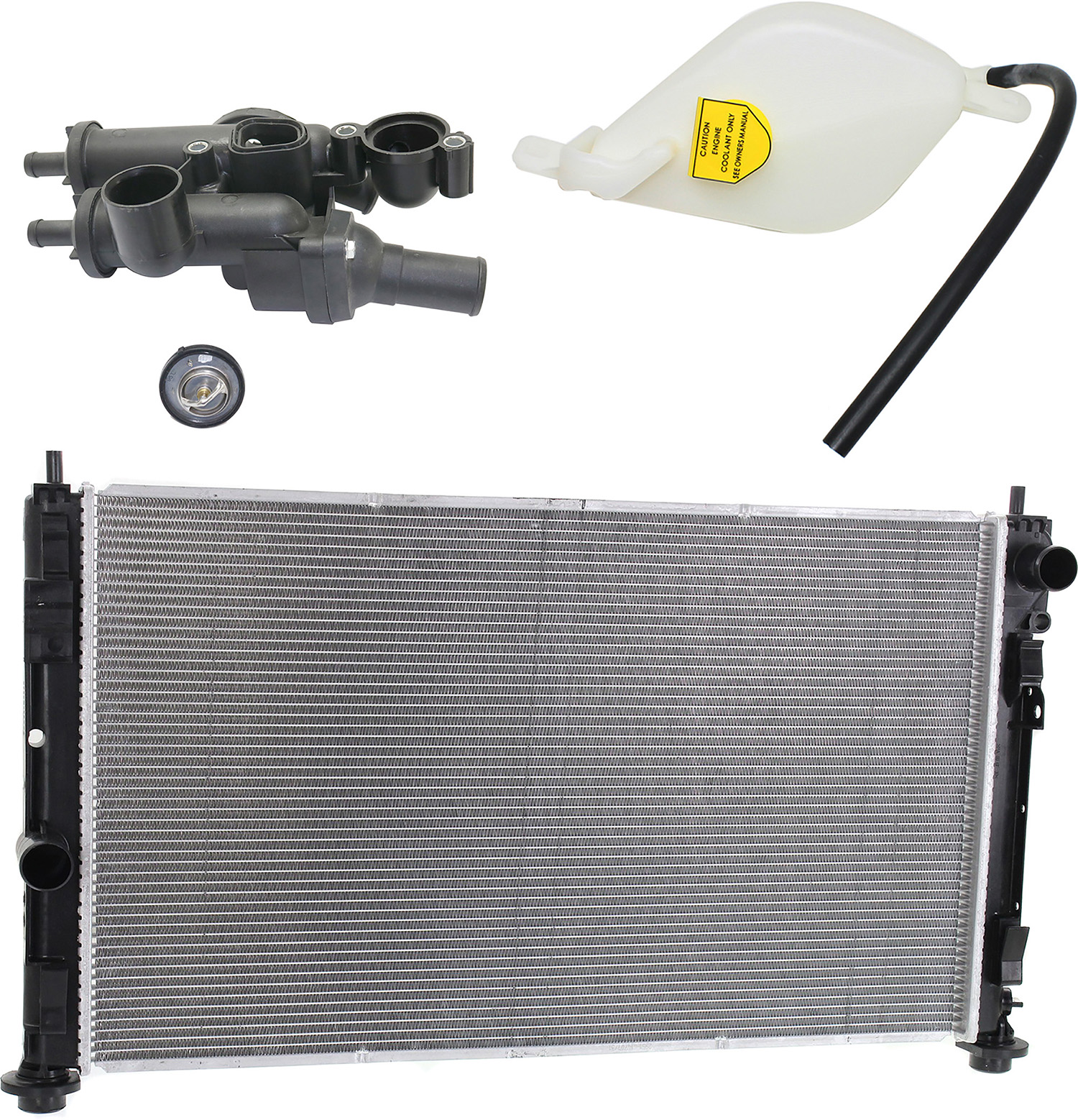 AM SEBRING 07-10 AVENGER 08-14 RADIATOR 4 Cyl 2.4L Engine w Coolant Reservoir and Thermostat Housing SKU KIT 052623-98 Partslink CH3010341 CH3010339 CH3014136 OEM 68004049AB 5058371AE 06508355A