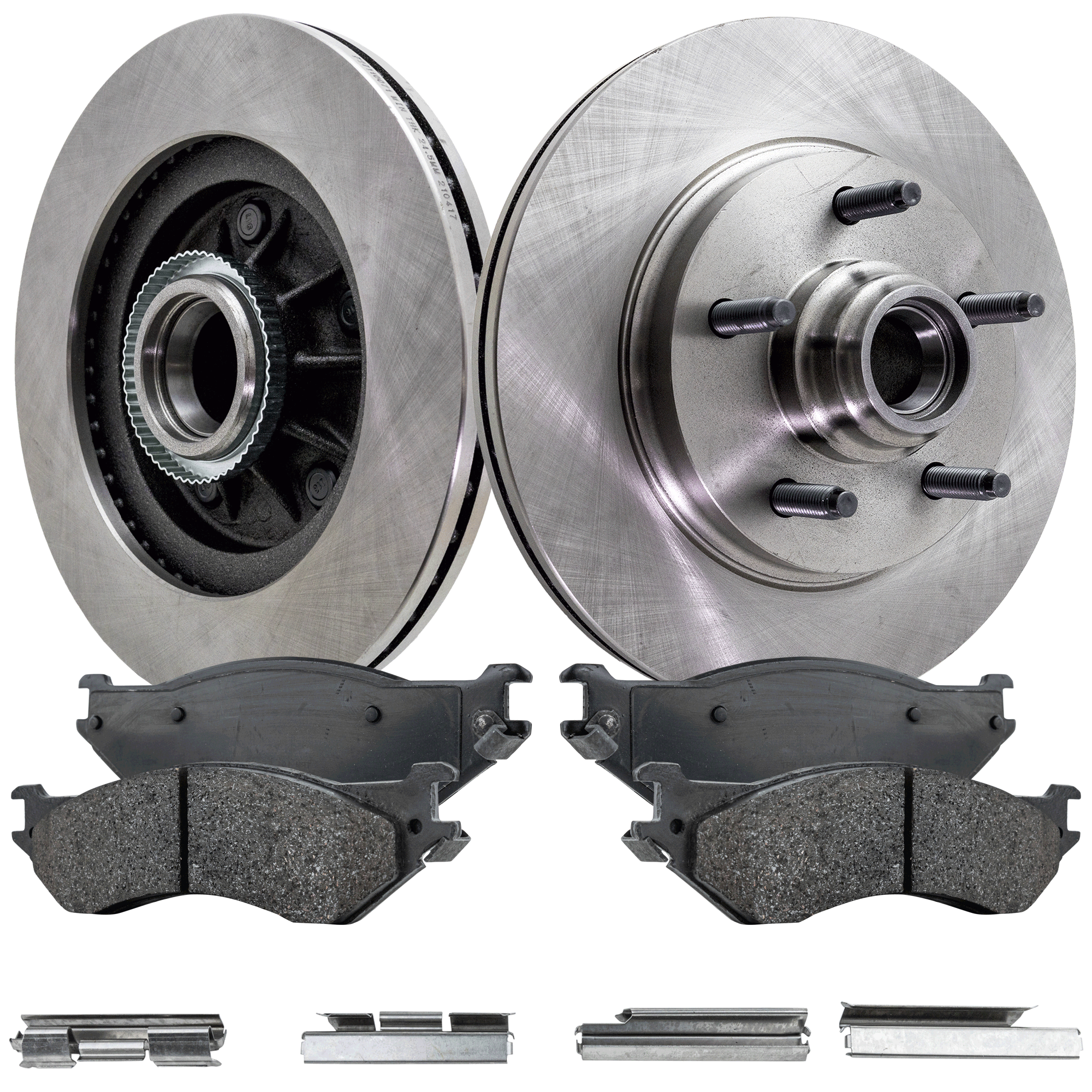 AM F 150-00-03 F 150 HERITAGE 04-04 FRONT BRAKE DISC AND PAD KIT 4 pc Kit SKU KIT 052721-106 OEM YL3Z1102AA F75Z2001AA F75Z2001