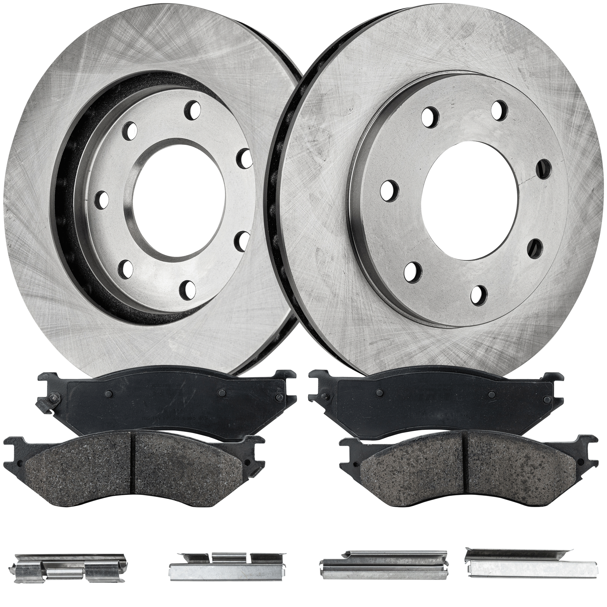 AM F 150-00-03 F 250-97-99 F 150 HERITAGE 04-04 FRONT BRAKE DISC AND PAD KIT 4 pc Kit SKU KIT 052721-154 OEM F75Z1125AC XL3Z1125BA F75Z2001