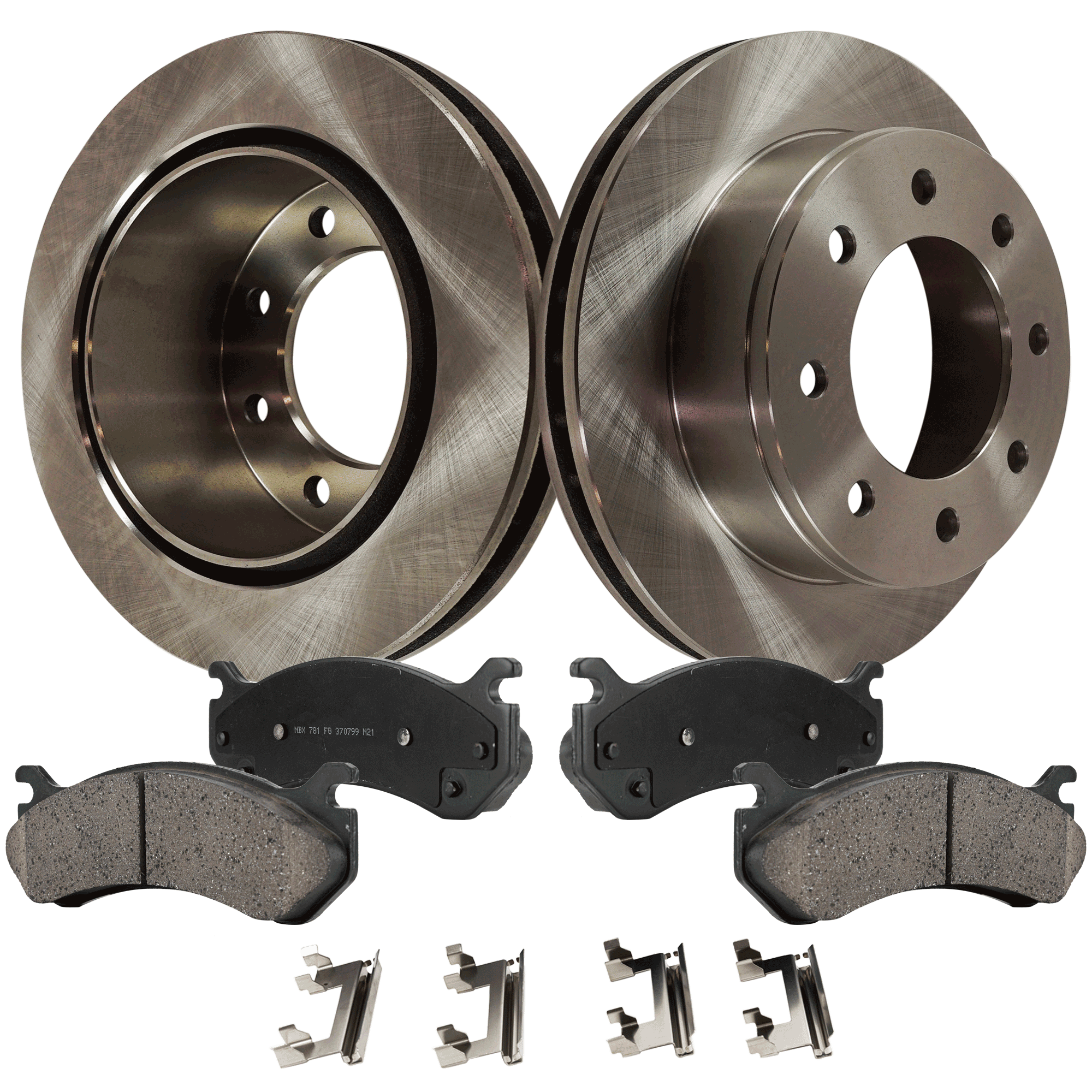 AM SILVERADO SIERRA 99-07 H2-04-07 FRONT AND REAR BRAKE DISC AND PAD KIT 4 pc Kit SKU KIT 052721-25 OEM 15712801-15886462-18026217-180