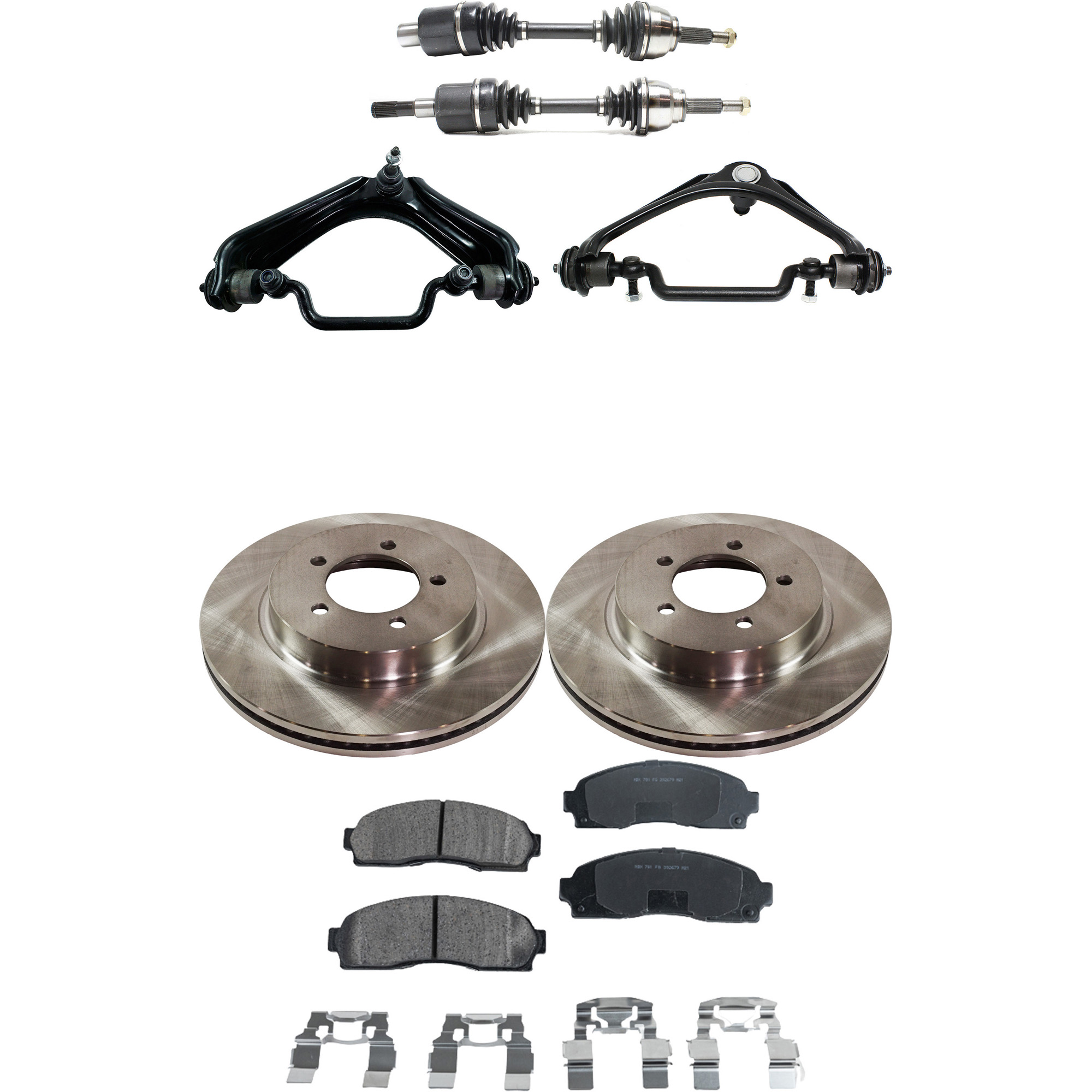 AM EXPLORER MOUNTAINEER 02-05 FRONT CV AXLE ASSEMBLY RH AND LH 8 pc kit with Brake Discs Brake Pad Set and Control Arms SKU KIT 052722-116 OEM 1L2Z1125AA 1F6049280-1F6049280