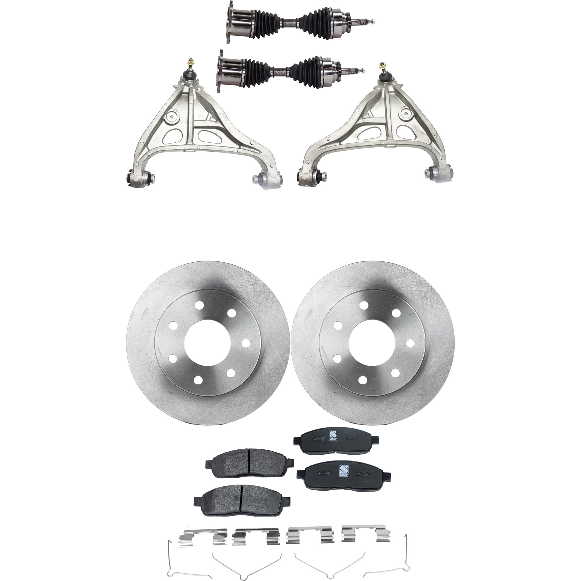 AM F 150-04-08 MARK LT 06-08 FRONT CONTROL ARM KIT RH AND LH Lower 7 pc kit with Axle Assembly Brake Discs Brake Pad Set and Control Arms SKU KIT 052722-448 OEM 541-104-925-754-888-000-000-000-000