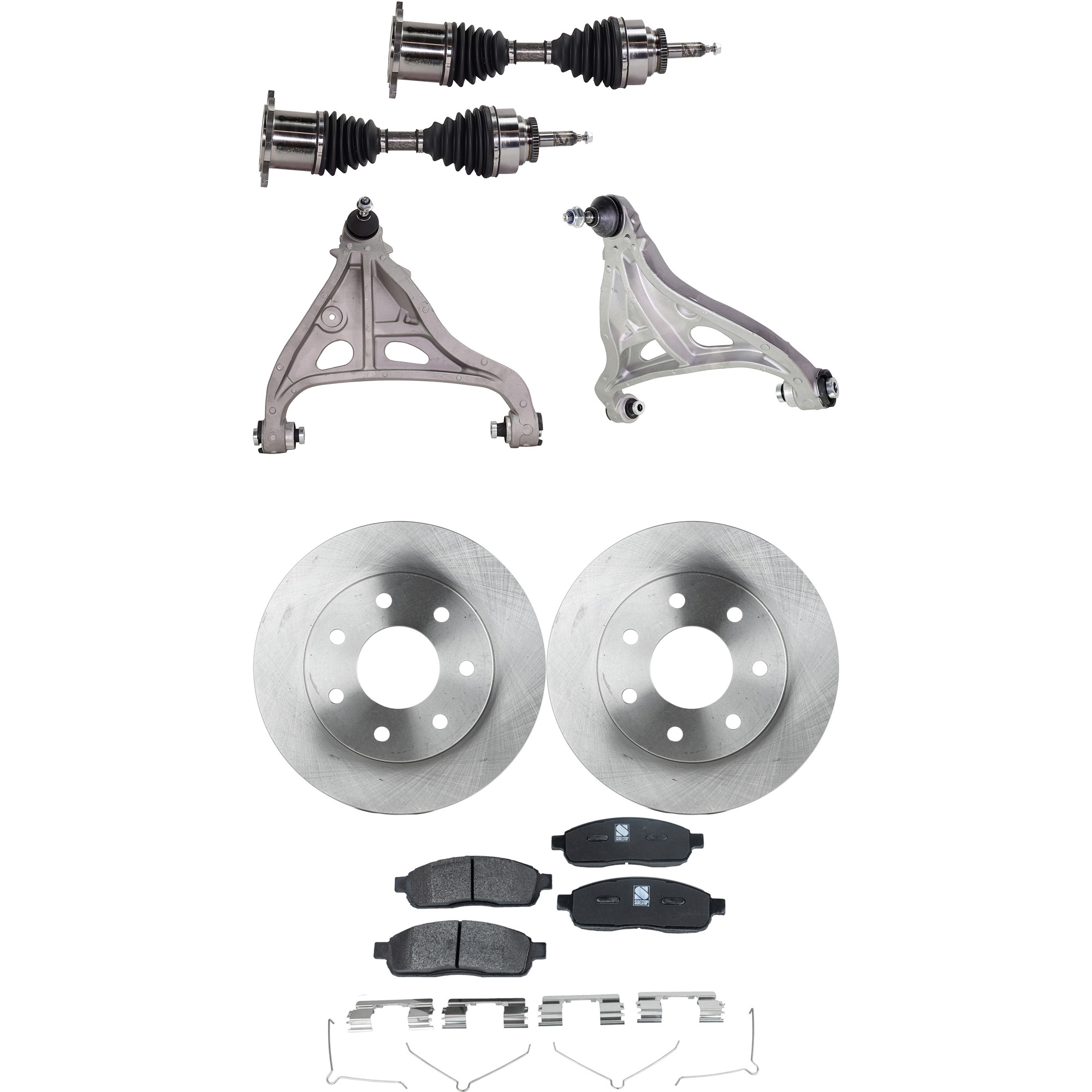 AM F 150-04-08 MARK LT 06-08 FRONT CONTROL ARM KIT RH AND LH Lower 7 pc kit with Axle Assembly Brake Disc Brake Pad Set and Control Arm SKU KIT 052722-449 OEM 54110-492575-48880181-60054187