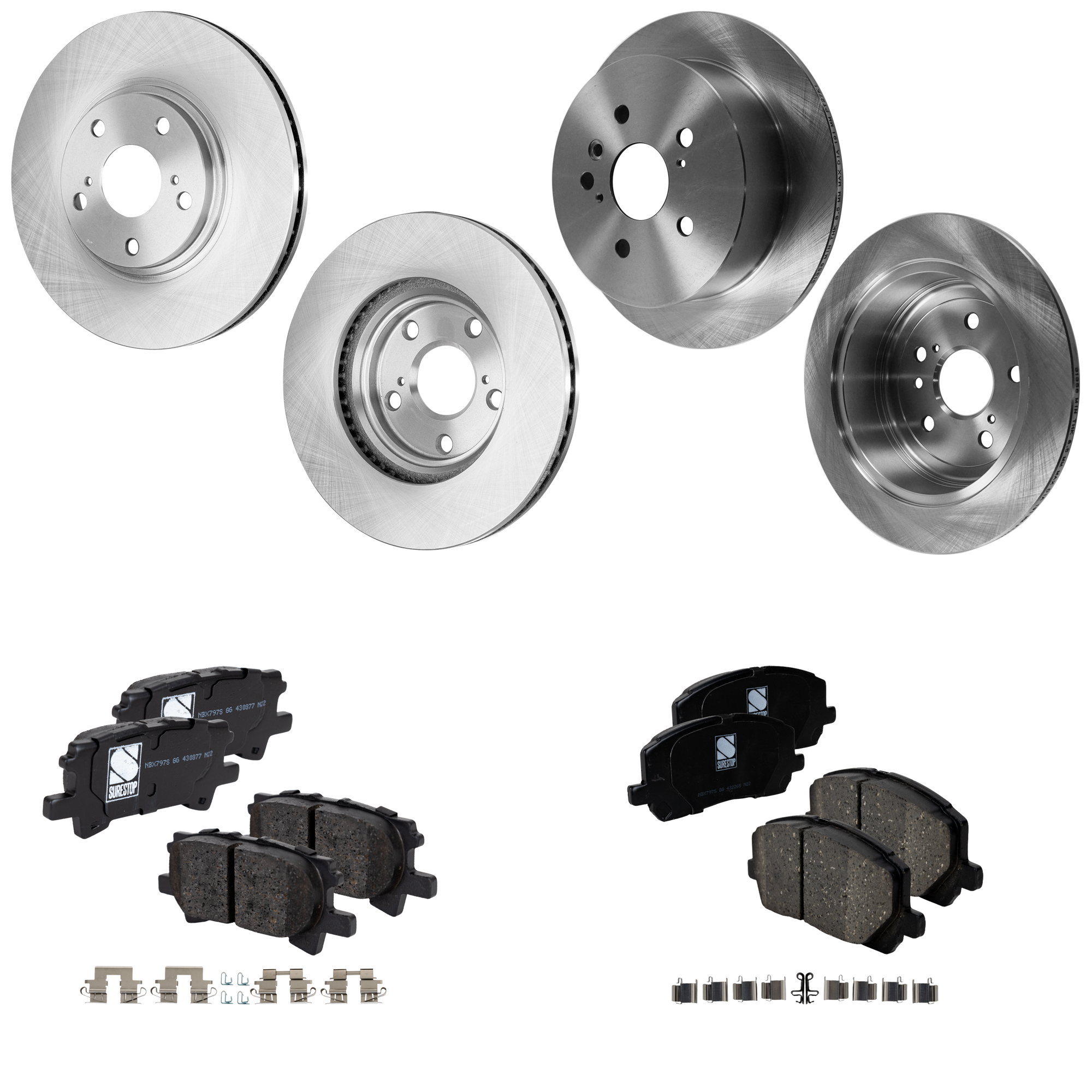 AM HIGHLANDER 04-07 FRONT AND REAR BRAKE DISC AND PAD KIT 4 Wheel Set SKU KIT 052923-01 OEM 4351248011-4243148041-424310E0