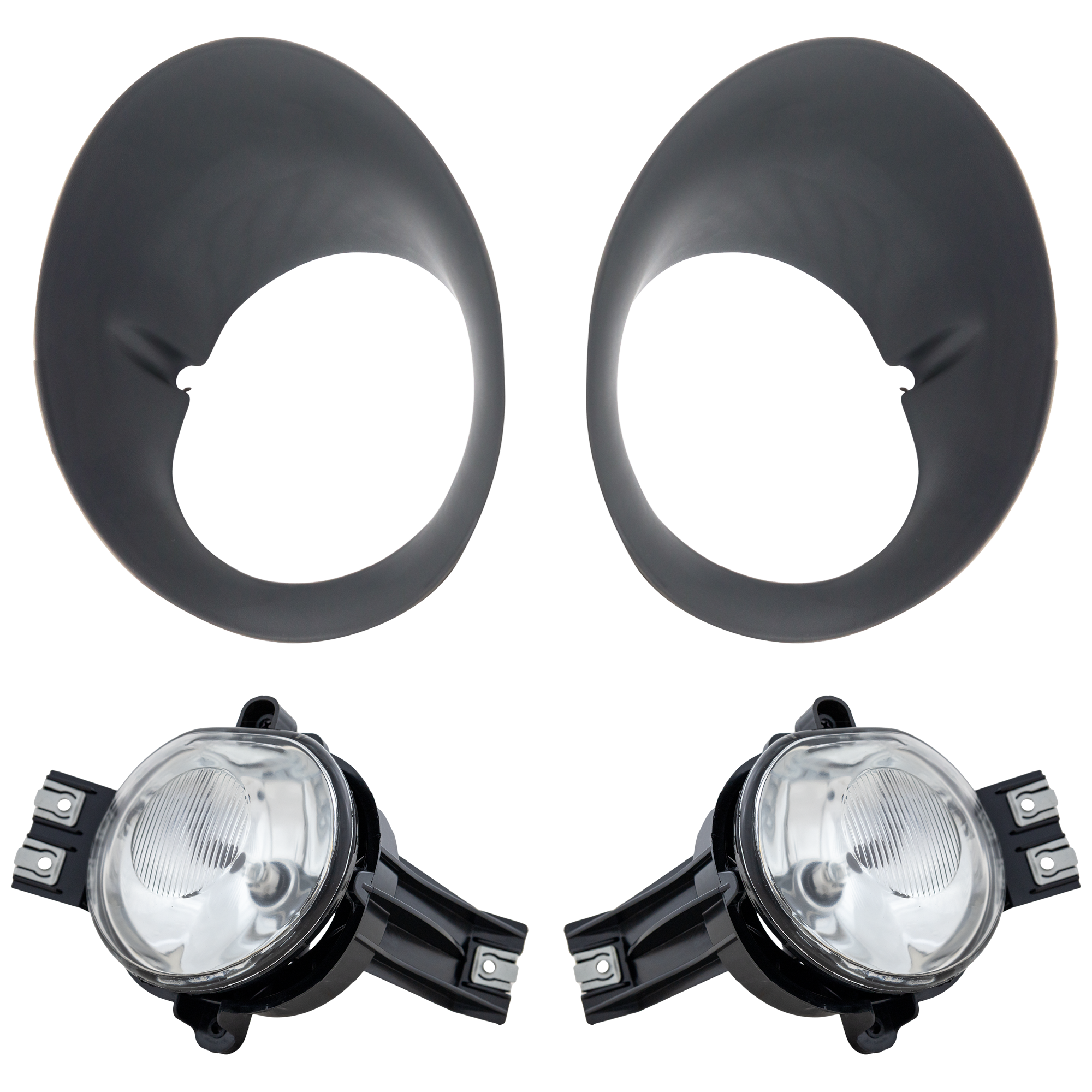 AM DODGE RAM FULL SIZE PICKUP 02-09 FRONT FOG LAMP RH AND LH 4 pc kit Assembly with Fog Light Trim SKU KIT 052924 C14 Partslink CH2592121 CH2593121 CH2598101 CH2599101 OEM 55077474AE 55077475AE 55077239