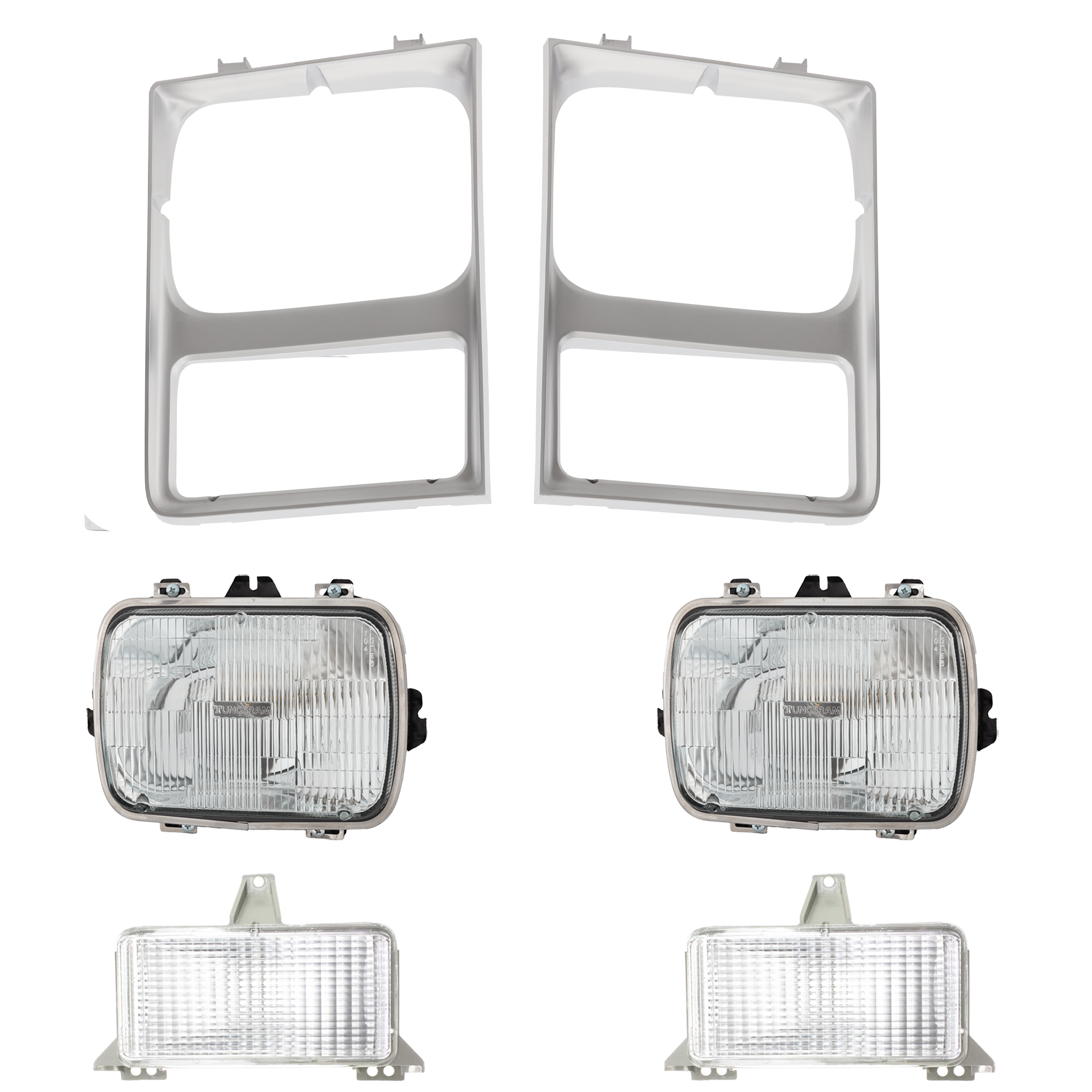 AM JIMMY 85-88 BLAZER 87-88 HEAD LAMP RH AND LH 6 pc Kit Assembly Halogen Sealed Beam Capsule Style 7 x 6 in. with Headlight Door and Parking Light SKU KIT 052924 C17 Partslink GM2500112 GM2513182 GM2512182 GM2520122 OEM 25949657-15598726-15598725-915