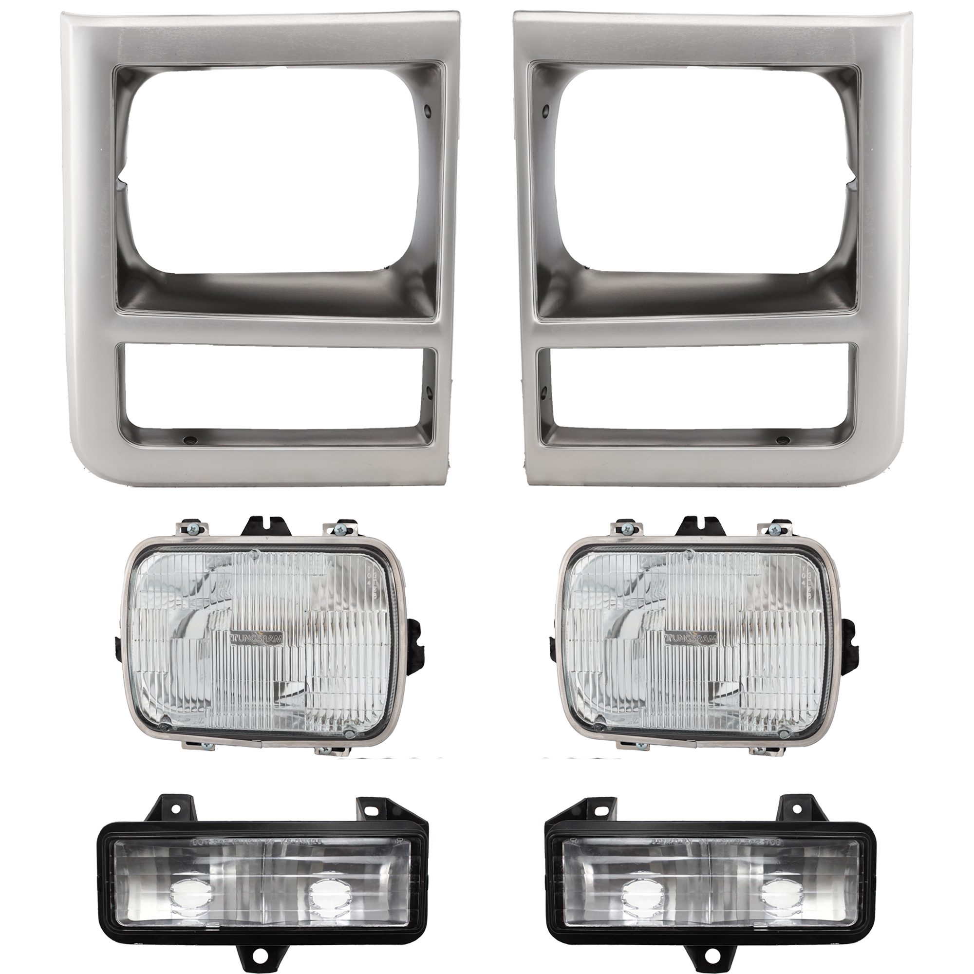 AM G30 G3500-92-96 HEAD LAMP RH AND LH 6 pc Kit Assembly Halogen Sealed Beam Capsule Style 7 x 6 in. with Headlight Door and Parking Light SKU KIT 052924 C18 Partslink GM2500112 GM2512181 GM2513181 GM2521129 GM2520129 OEM 25949657-15685963-15685964-165