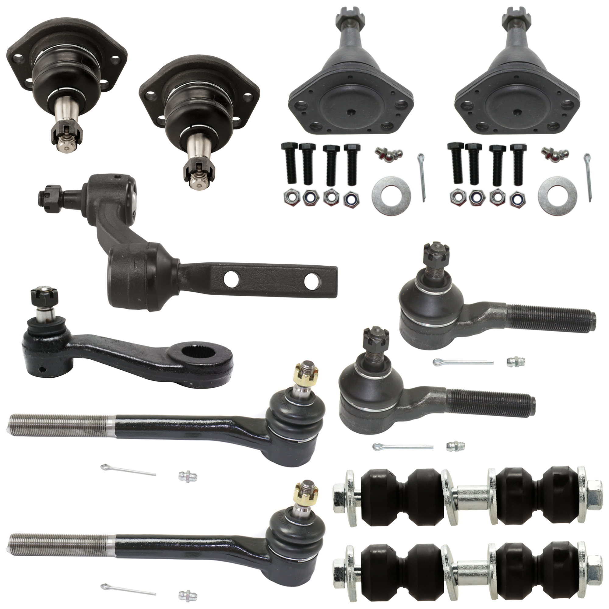 AM BLAZER JIMMY 98-05 FRONT IDLER ARM 12 pc kit with Ball Joint Pitman Arm Sway Bar Link and Tie Rod End SKU KIT 052924 C21 OEM 18809-982008-1017133-2683609-4