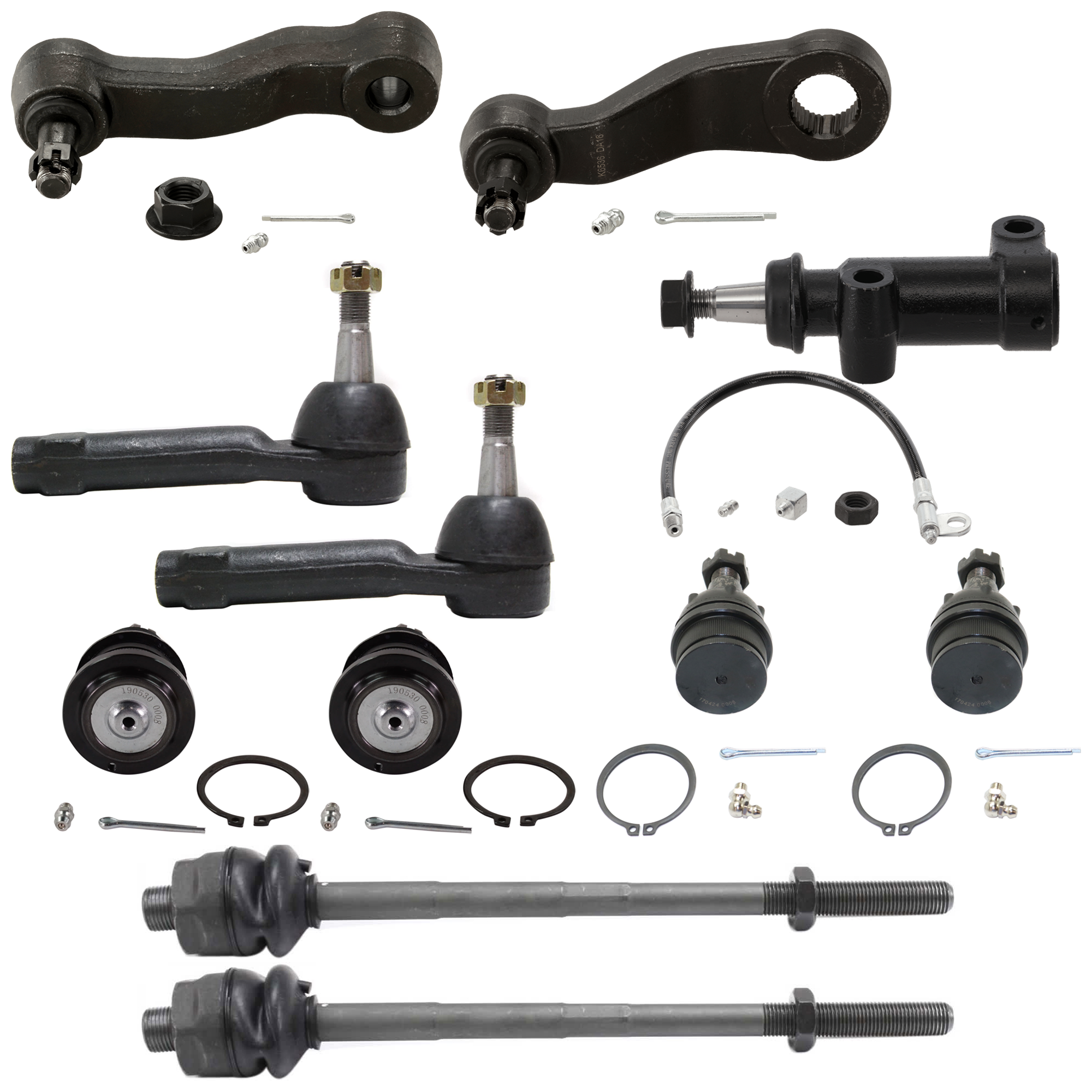 AM SILVERADO SIERRA 1500-99-06 FRONT IDLER ARM BRACKET 11 pc kit with Ball Joint Idler Arm Pitman Arm and Tie Rod End SKU KIT 052924 C23 OEM 190177-2683717-4501123-1247