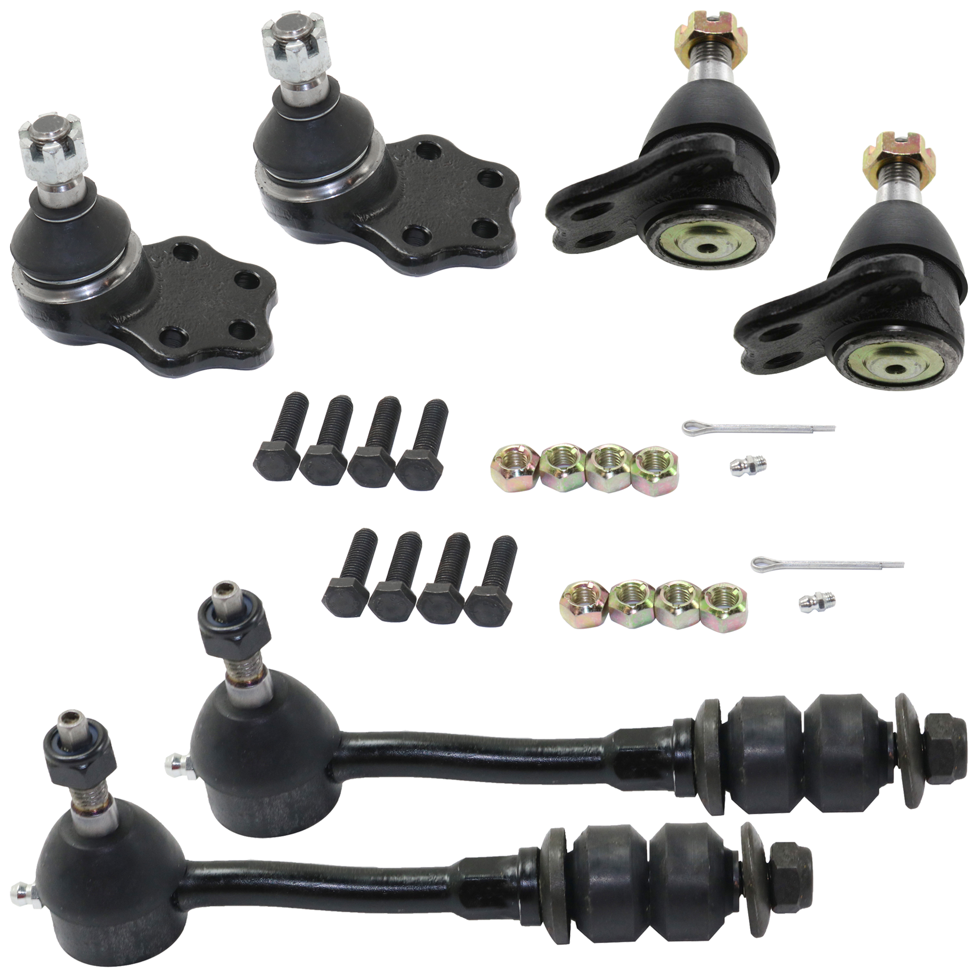 AM DAKOTA 00-04 DURANGO 00-03 FRONT BALL JOINT RH AND LH Upper and Lower 6 pc kit Lower Greasable with Sway Bar Link SKU KIT 052924 C27 OEM 104291-2601493-2601541-5051