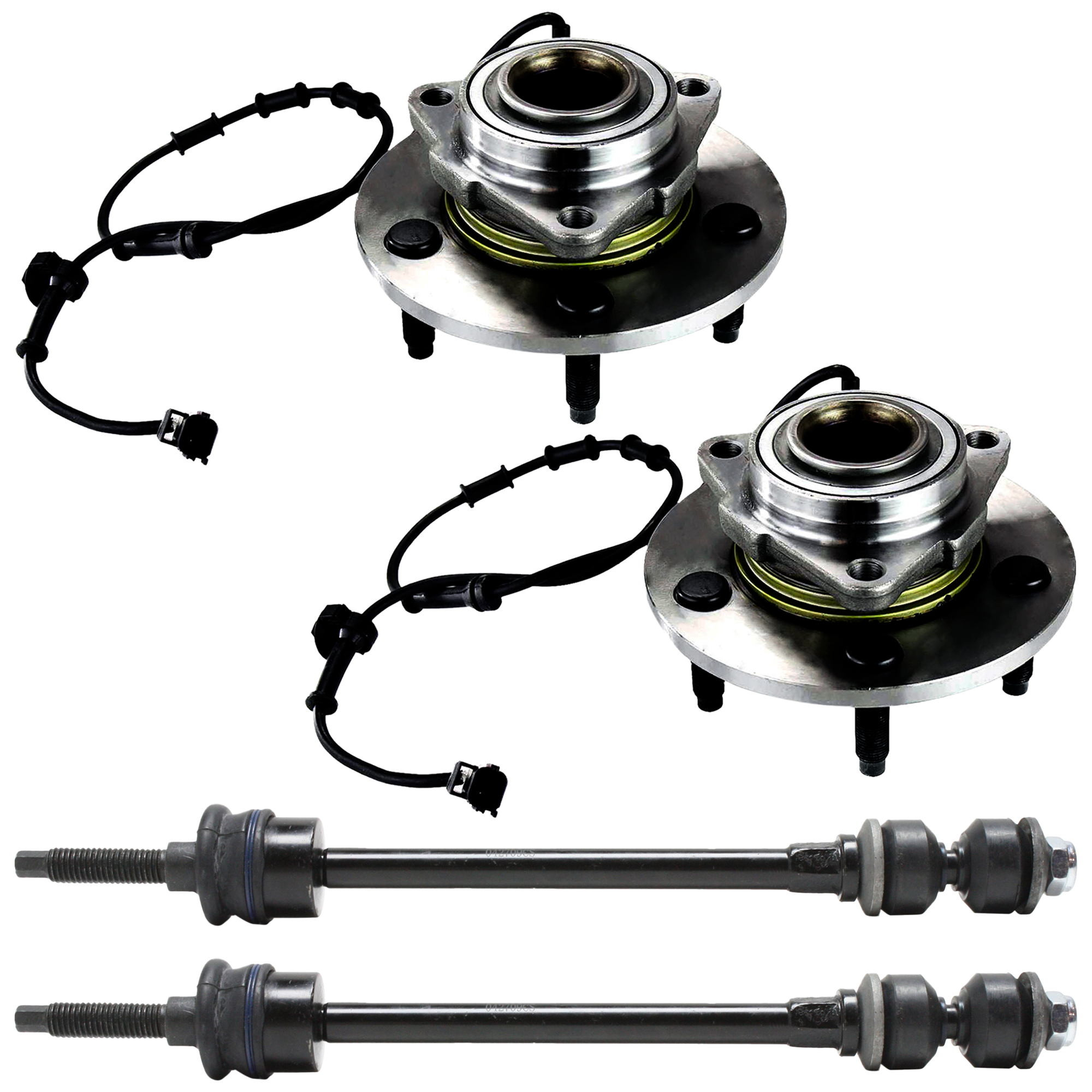 AM RAM 1500-02-05 FRONT HUB ASSEMBLY RH AND LH 4 pc kit 5 Studs 5 x 139.7 mm Bolt Pattern 4 Wheel ABS with Sway Bar Link SKU KIT 052924 C28 OEM 52070323AA 18311-2651526-54513