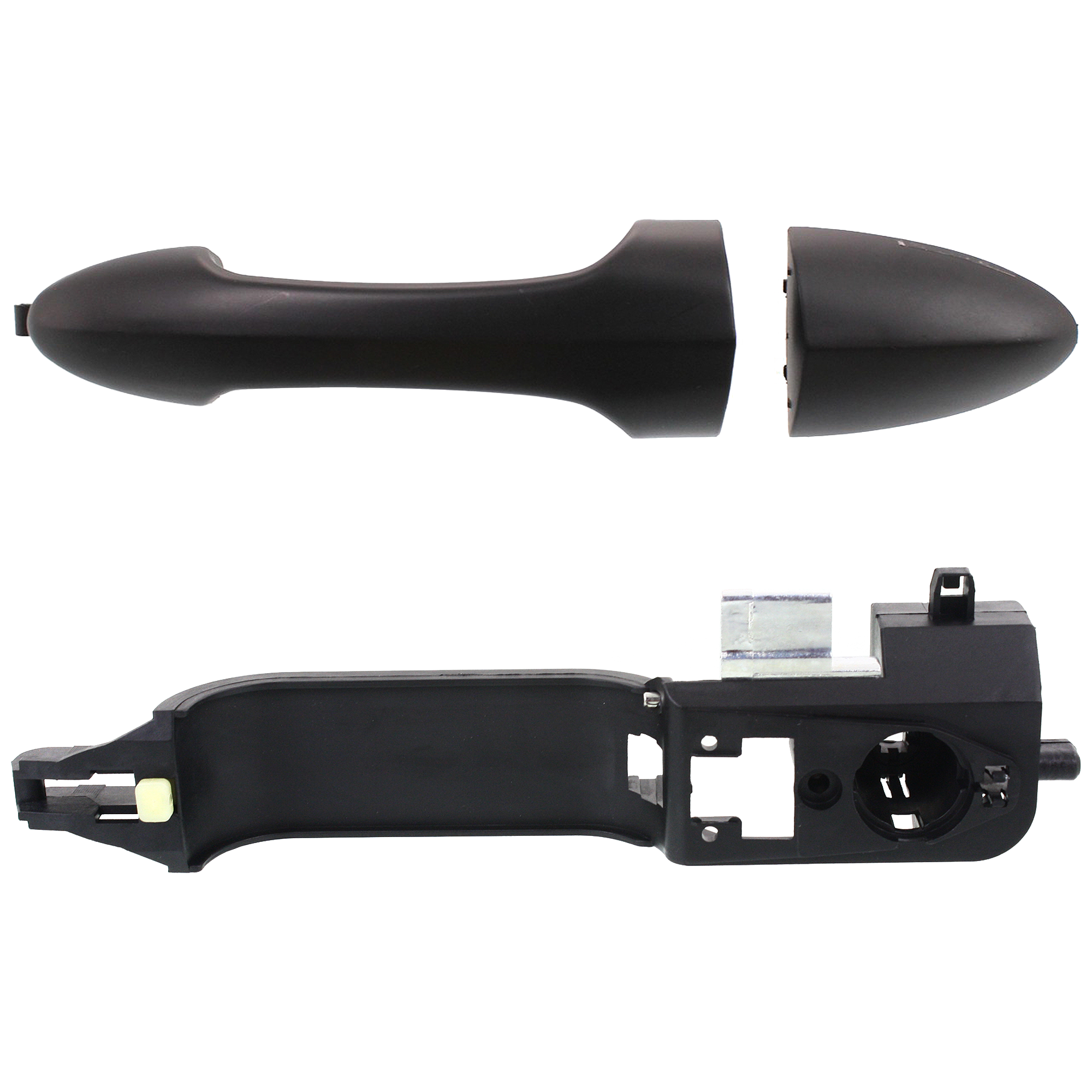 AM FOCUS 00-07 FRONT DOOR HANDLE REPAIR KIT LH 2 pc kit Smooth Black Reinforcement Bracket with Exterior Door Handle SKU KIT 052924 C37 Partslink FO1310142 MA1310116 OEM 6S4Z5426685C YS4Z5426685AC 2T2