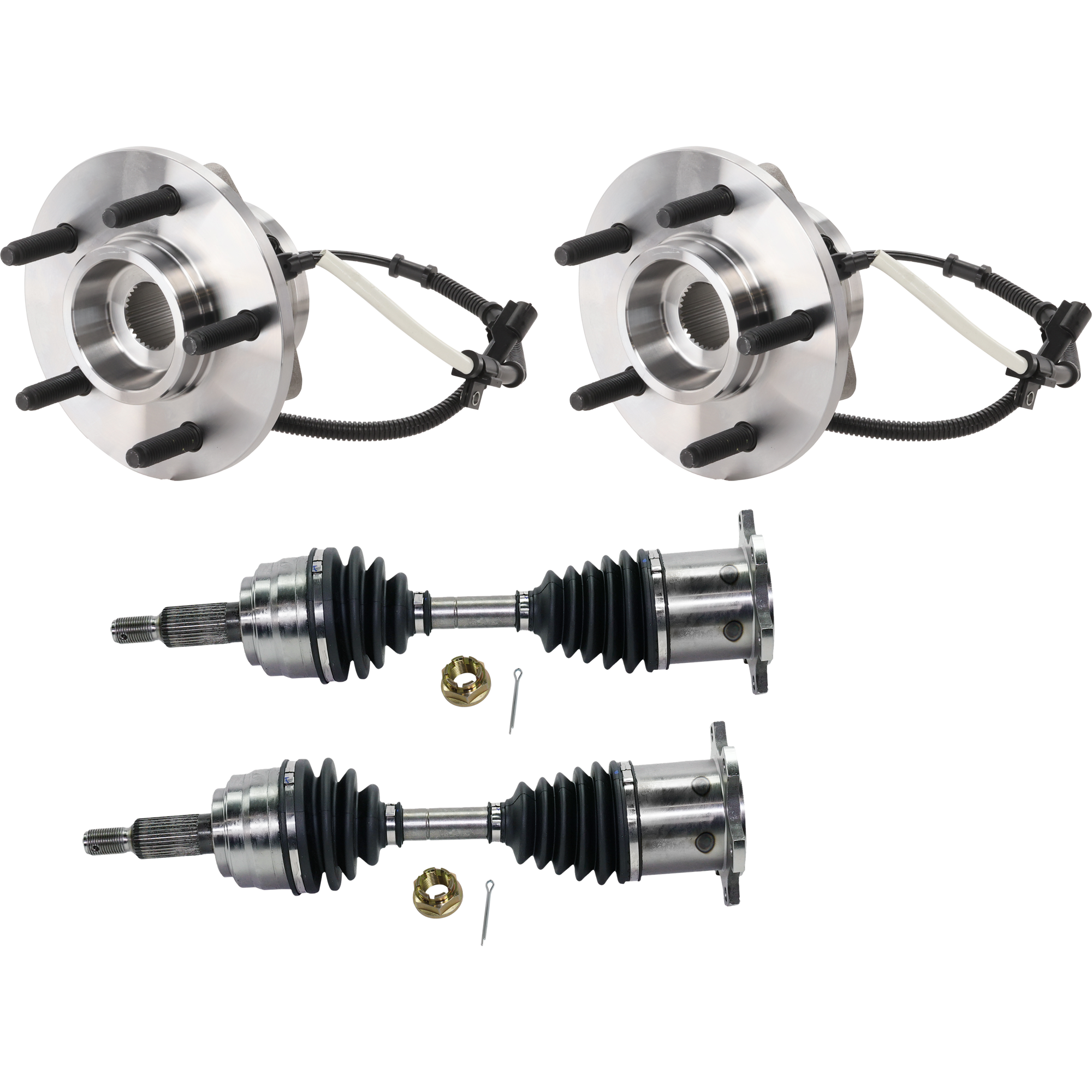 AM F 150-00-03 F 150 HERITAGE 04-04 FRONT CV AXLE ASSEMBLY RH AND LH 4 pc kit with Wheel Hub SKU KIT 052924 C38 OEM 6L3Z1104A