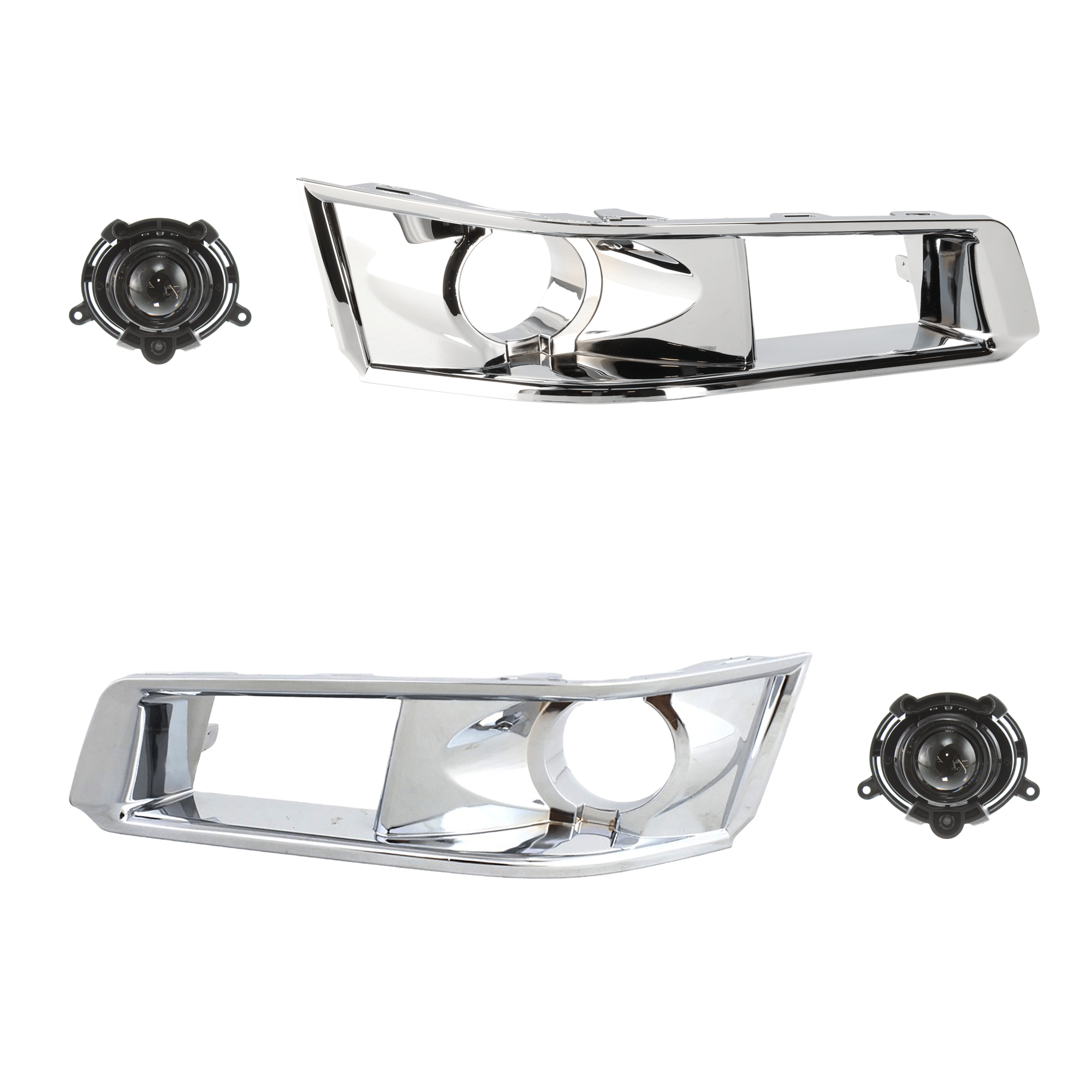 AM CTS 08-15 FRONT FOG LAMP MOLDING RH AND LH 4 pc kit Chrome w HID Headlights with Fog Light SKU KIT 052924 C43 Partslink GM1038112 GM1039112 GM2590106 OEM 15904574-15904575-95419301