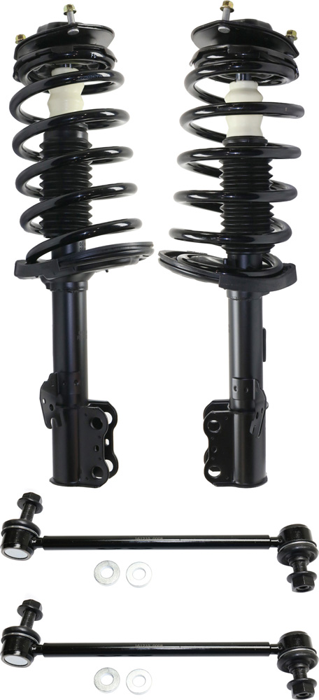AM SIENNA 05-10 FRONT SUSPENSION KIT RH AND LH 4 pc Kit with Loaded Struts and Sway Bar Links SKU KIT 053017-11 OEM 172363-182363-869220-501723669