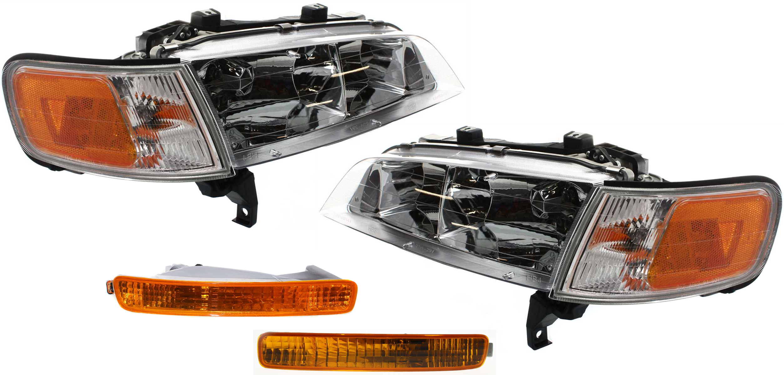 AM ACCORD 96-97 HEAD LAMP RH AND LH Assembly Halogen 4 pc Kit with Turn Signal Lights SKU KIT 053017-24 Partslink HO2503106 HO2502106 HO2530116 HO2531116 OEM 33100SV4A02-33150SV4A02-33352S