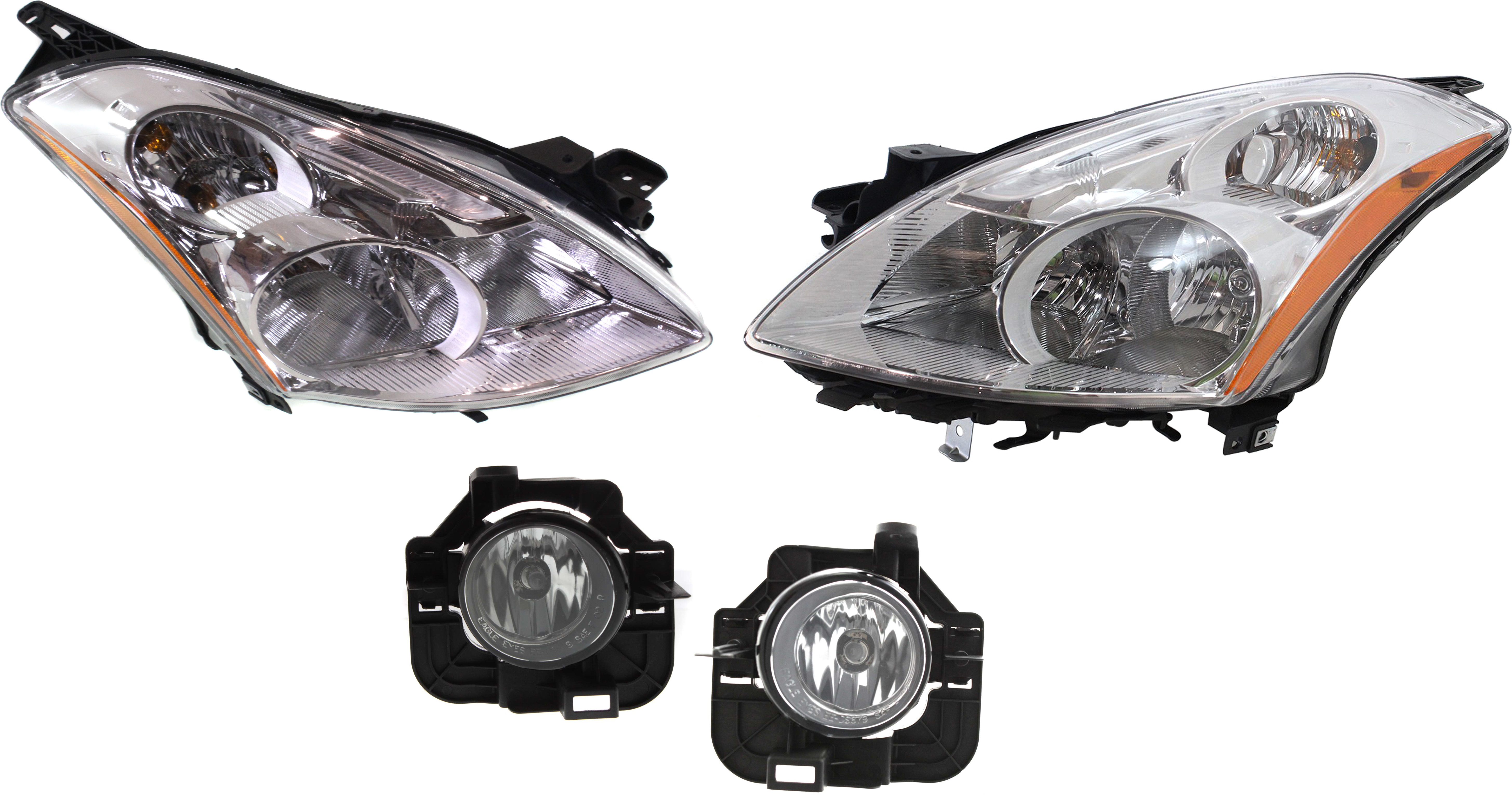 AM ALTIMA 10-12 HEAD LAMP RH AND LH Assembly Halogen 4 pc Kit w Fog Lights SKU KIT 053017-27 Partslink NI2503190 NI2502190 NI2592132 NI2593132 OEM 26010ZX00A 26060ZX00A 261559B9