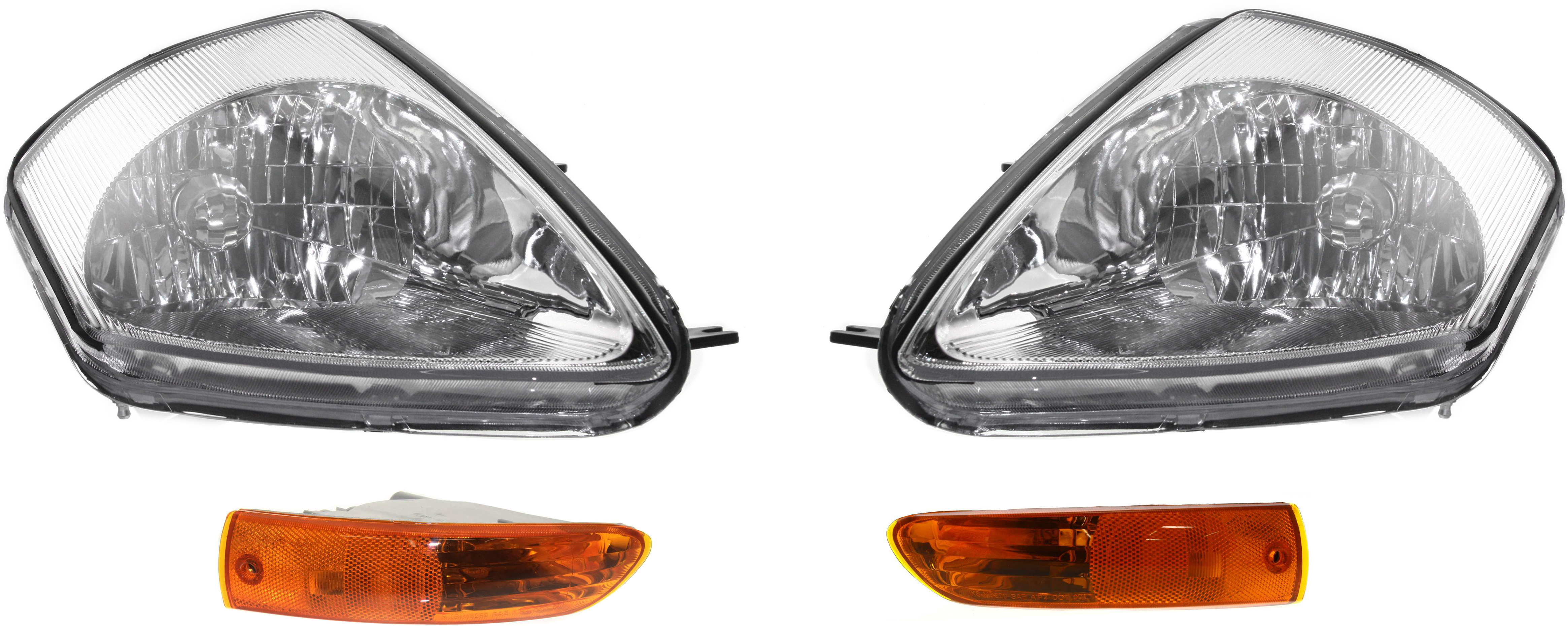 AM ECLIPSE 02-05 HEAD LAMP RH AND LH Assembly Halogen 4 pc Kit with Turn Signal Lights SKU KIT 053017-64 Partslink MI2503123 MI2502123 MI2520117 MI2521117 OEM MR990820 MR990819 MR990823 MR9