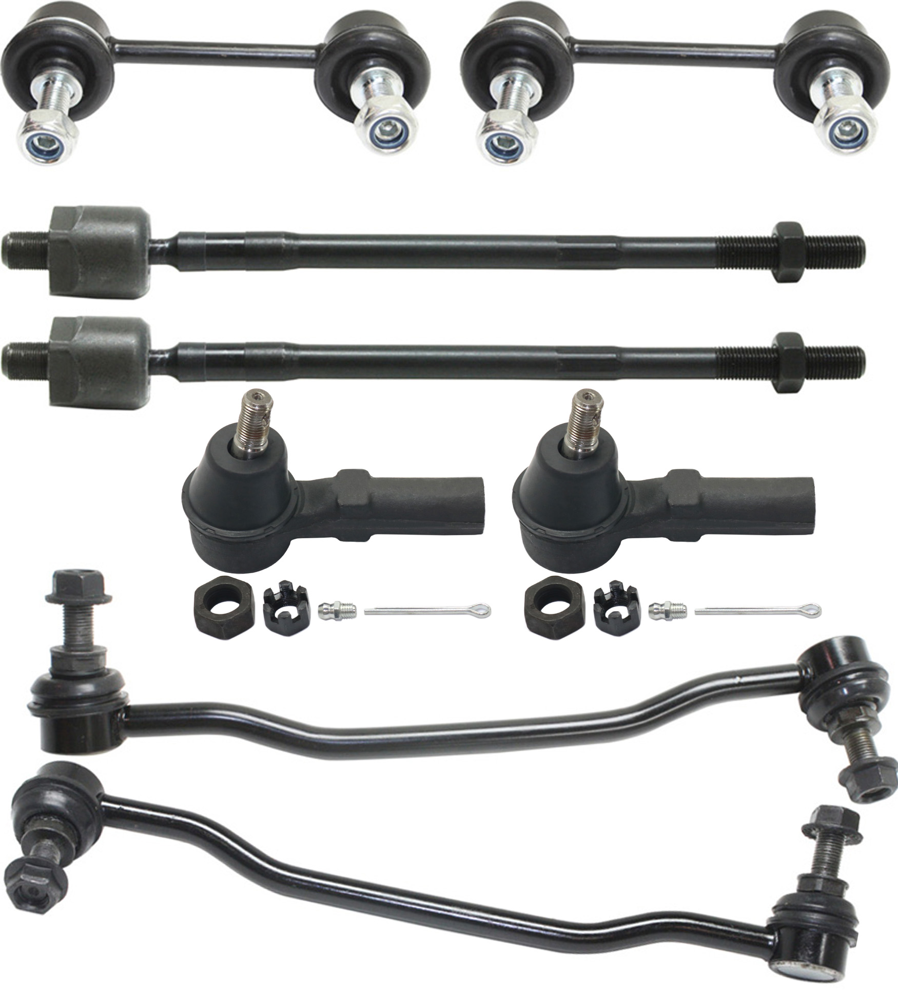 AM ALTIMA 02-06 MAXIMA 04-08 FRONT SUSPENSION KIT RH AND LH 8 pc Kit with Sway Bar Links and Tie Rod Ends SKU KIT 053018-06 Partslink NI4520101 OEM 18452-1015501-2651604-5451395