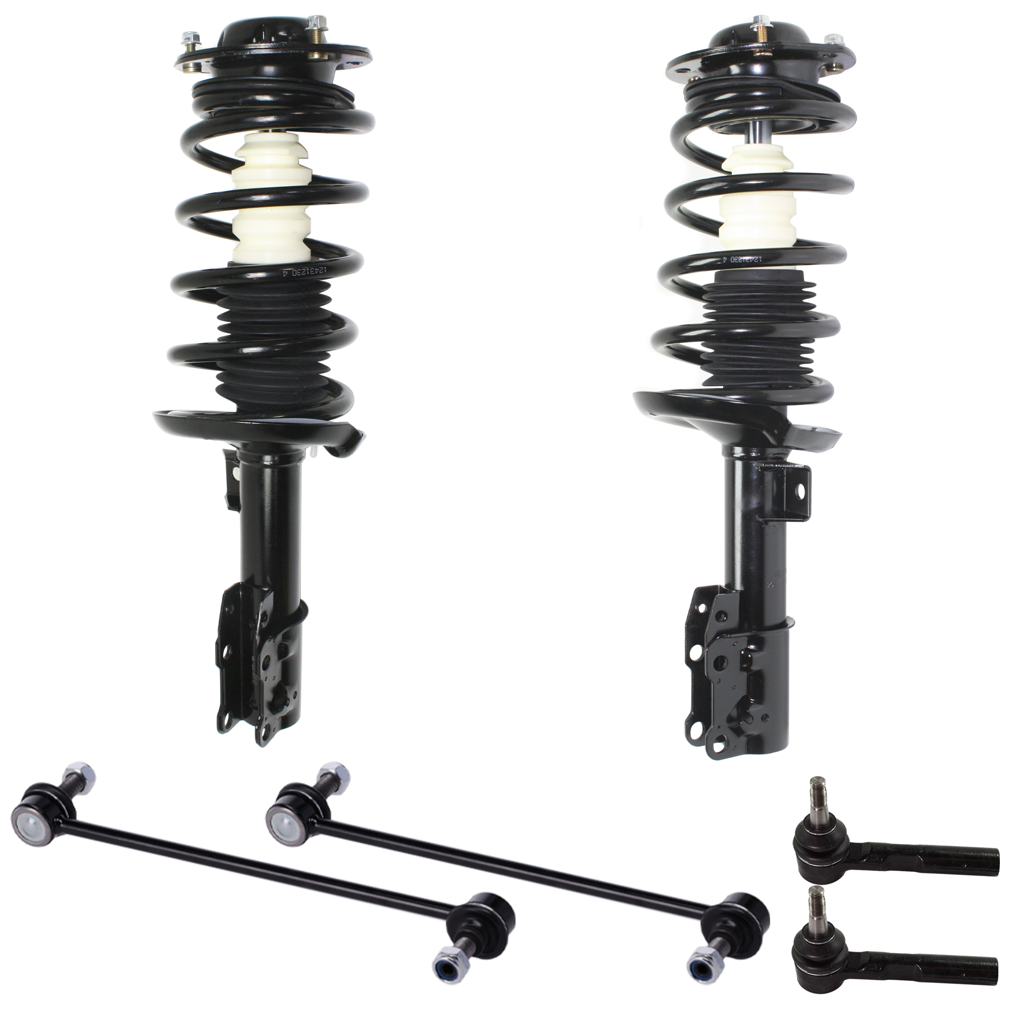 AM AURA 07-09 G6-05-09 MALIBU 04-09 FRONT SUSPENSION KIT 6 pc Kit with Loaded Struts Sway Bar Links and Tie Rod Ends SKU KIT 053018-14 OEM 10363555-10363556-19152953-158