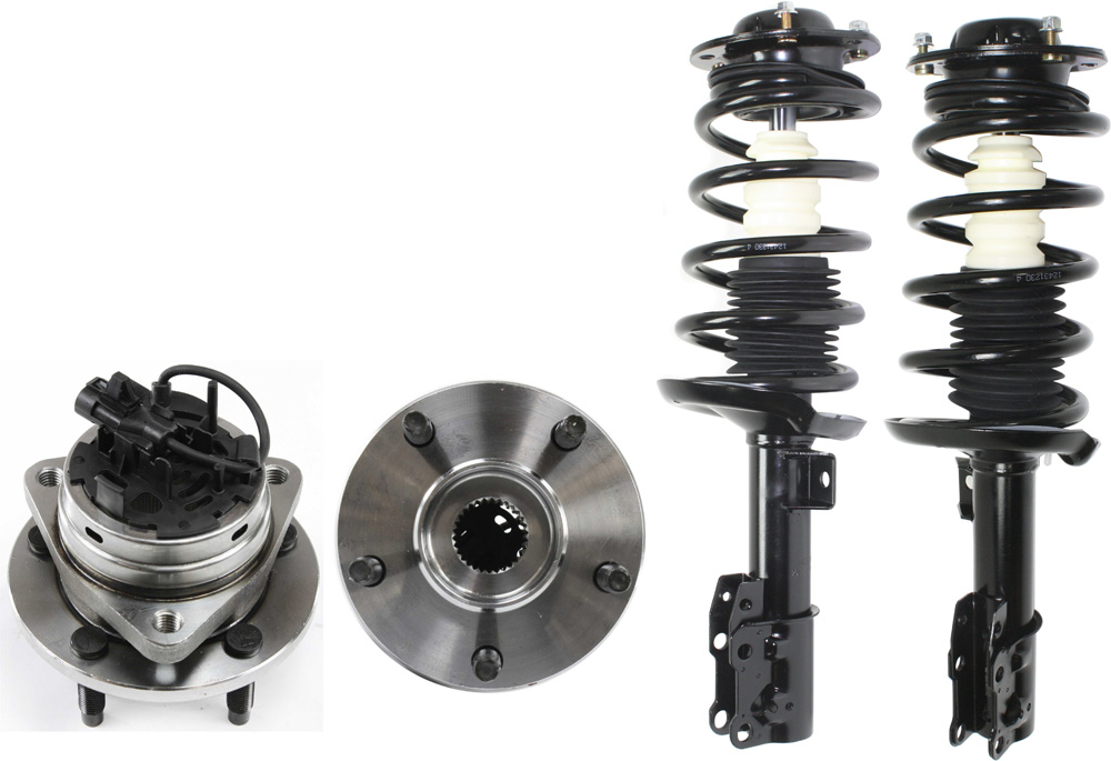 AM MALIBU 04-12 FRONT SUSPENSION KIT RH AND LH 4 pc kit with Loaded Struts and Wheel Hubs SKU KIT 053018-16 OEM 10363555-10363556-19152953-158